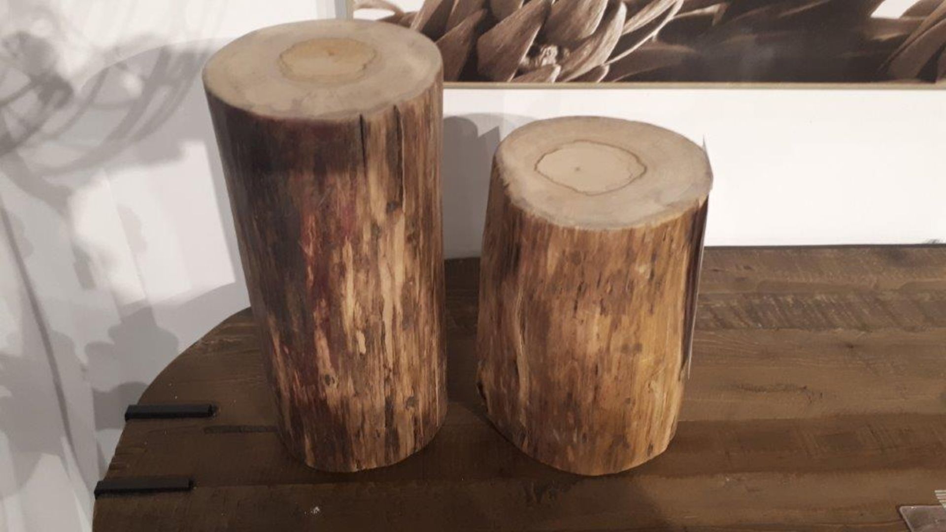 Artificial log stands, assorted sizes