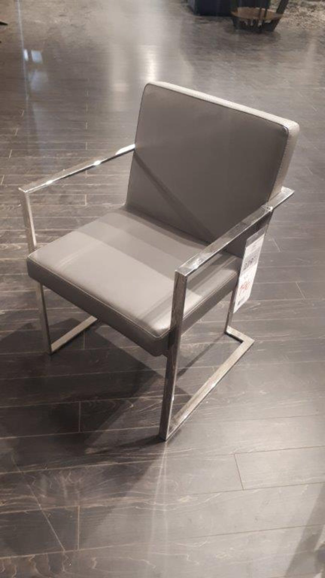 Leather grey chair w/chrome accent