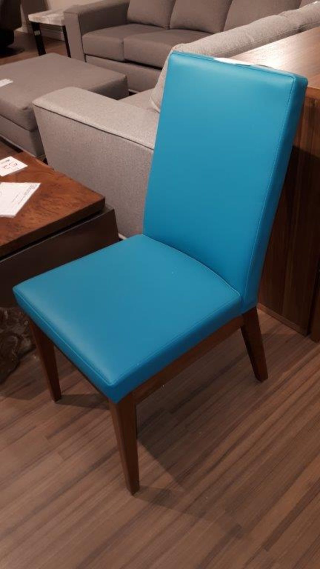 Leather dining chair, turquoise