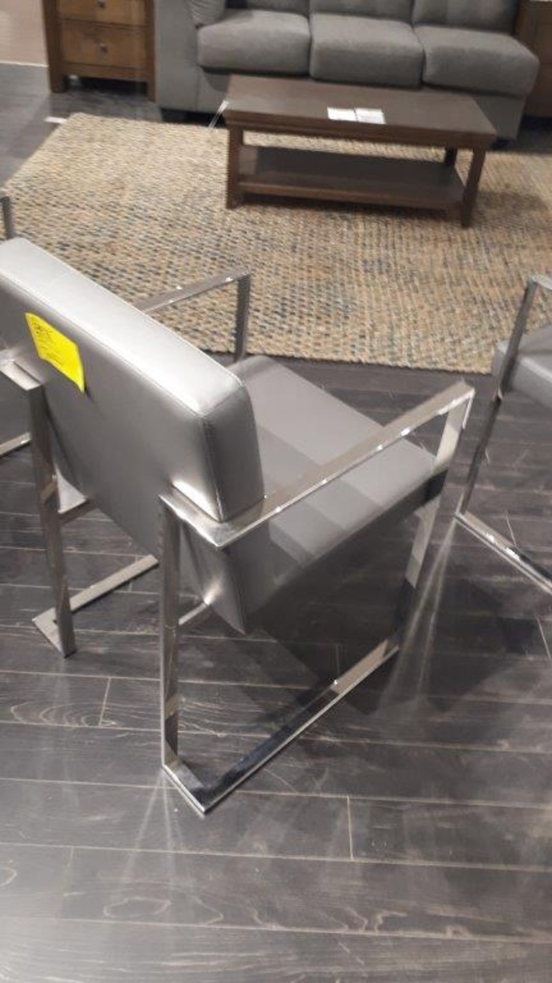 Leather grey chair w/chrome accent - Image 2 of 3