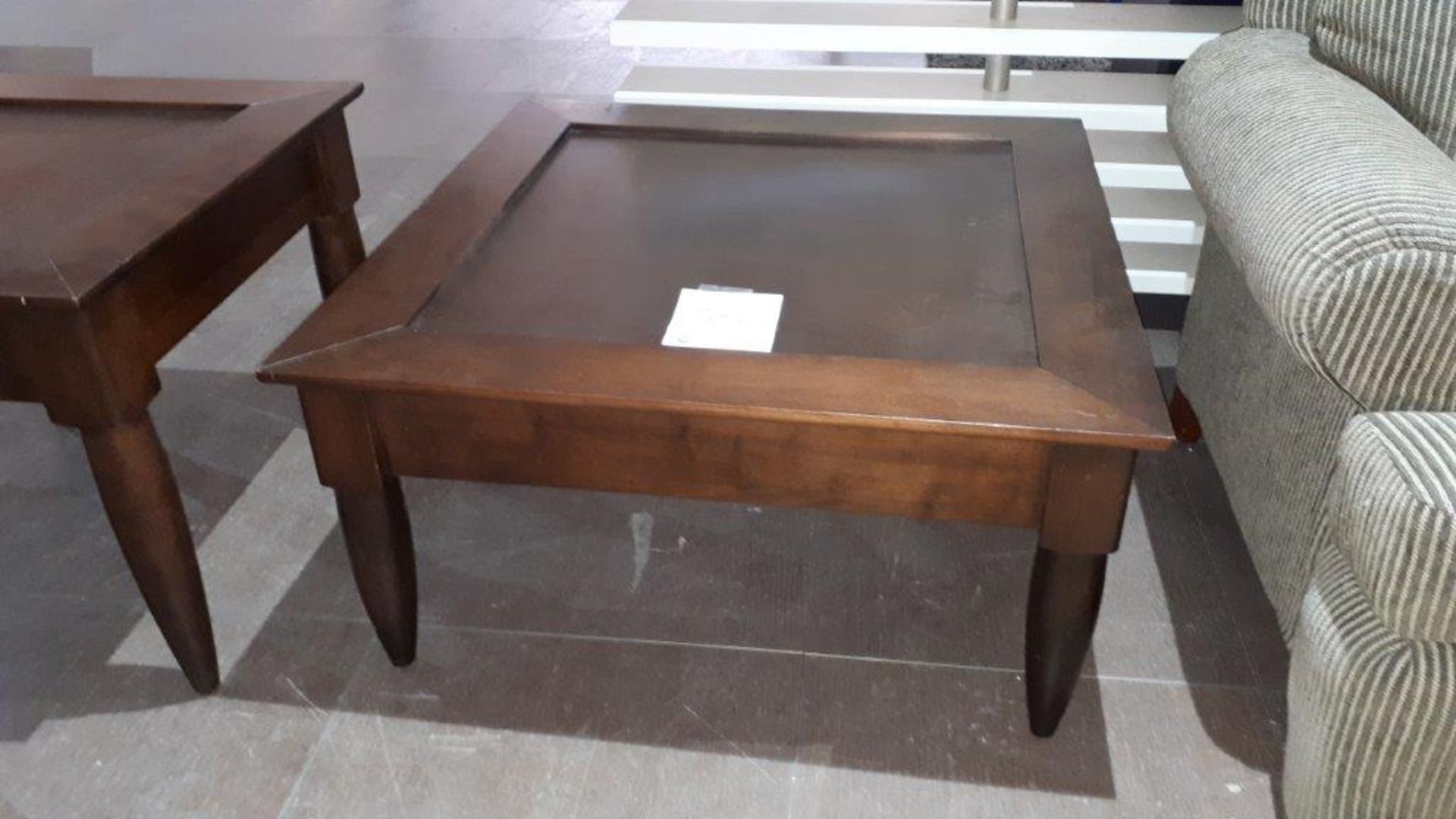 Brown wooden coffee table, 32”x32”