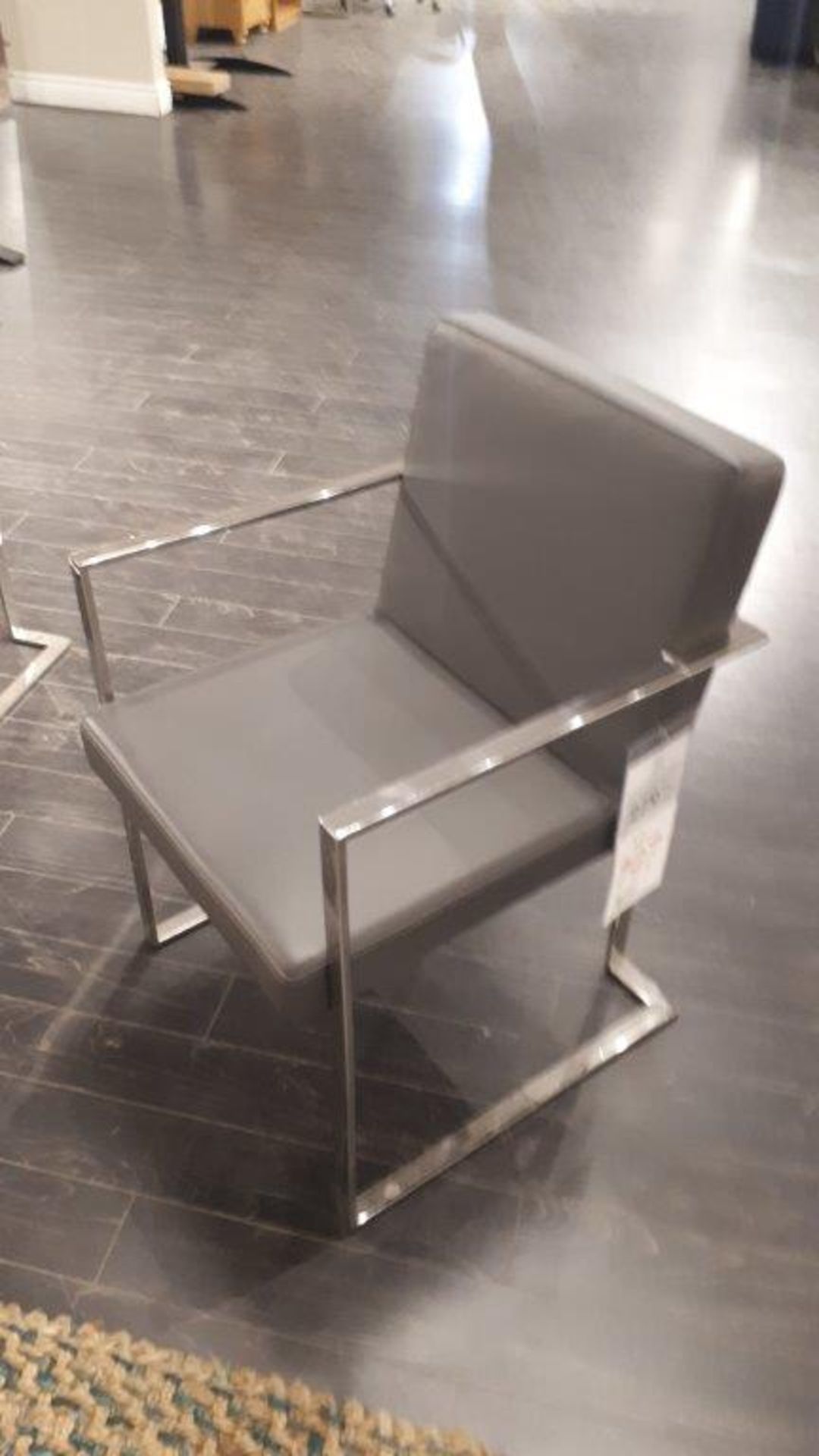 Leather grey chair w/chrome accent