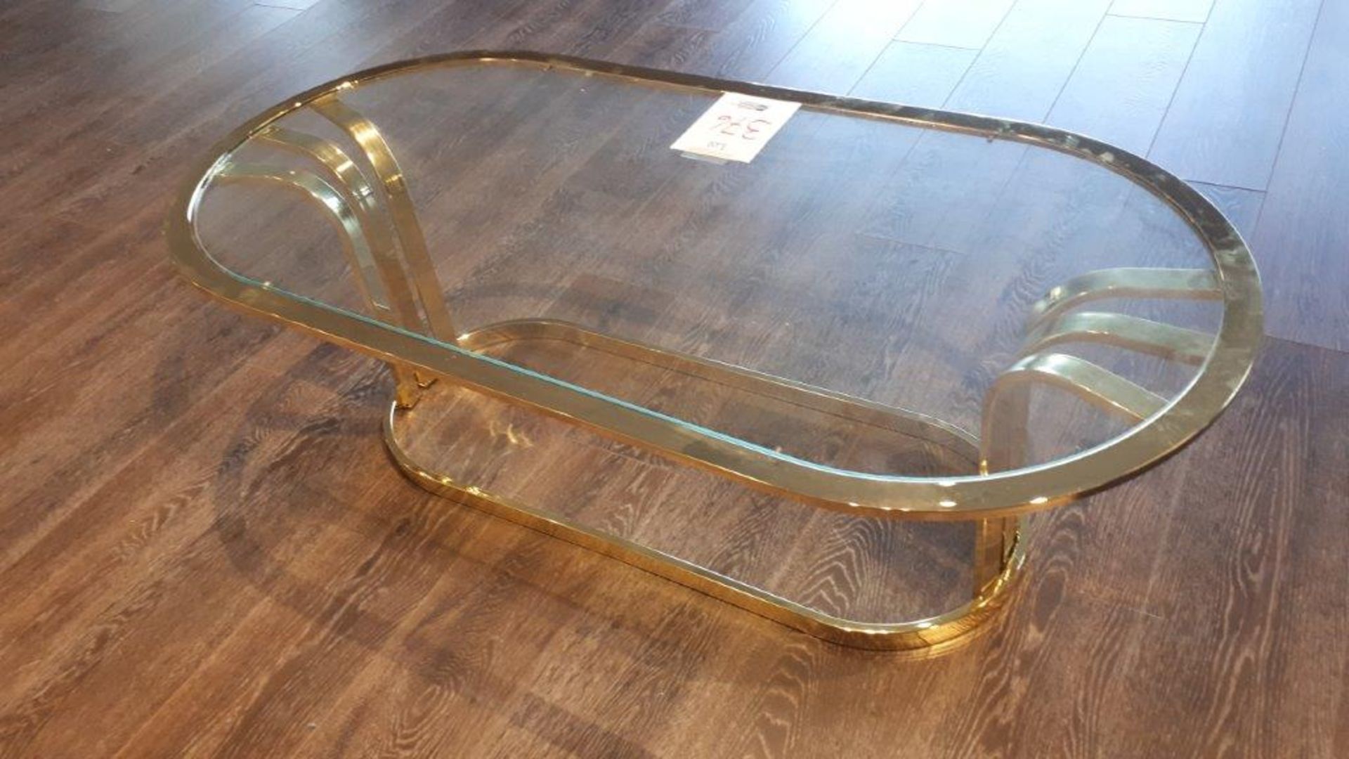 Metal base coffee table w/glass top, 50”x24”x16” - Image 2 of 2