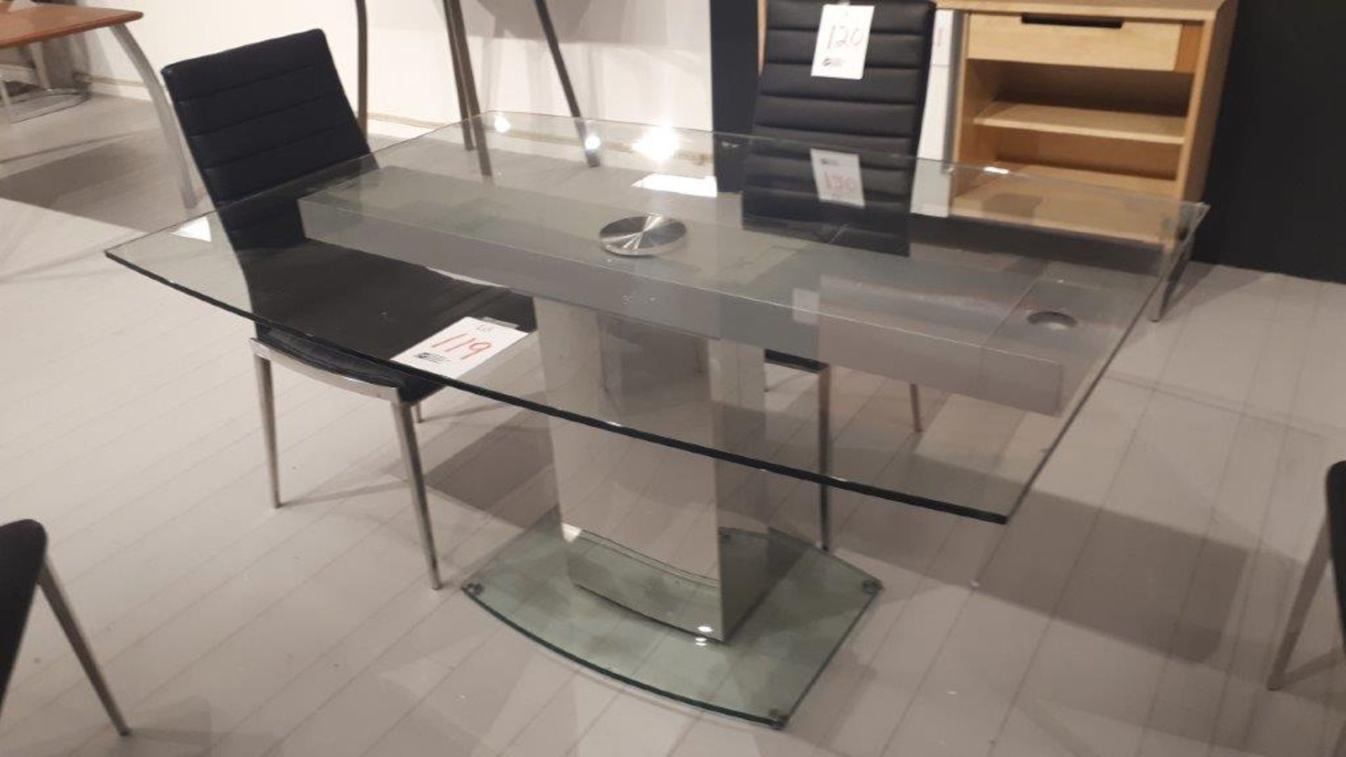 Glass dining table, 59”x38”