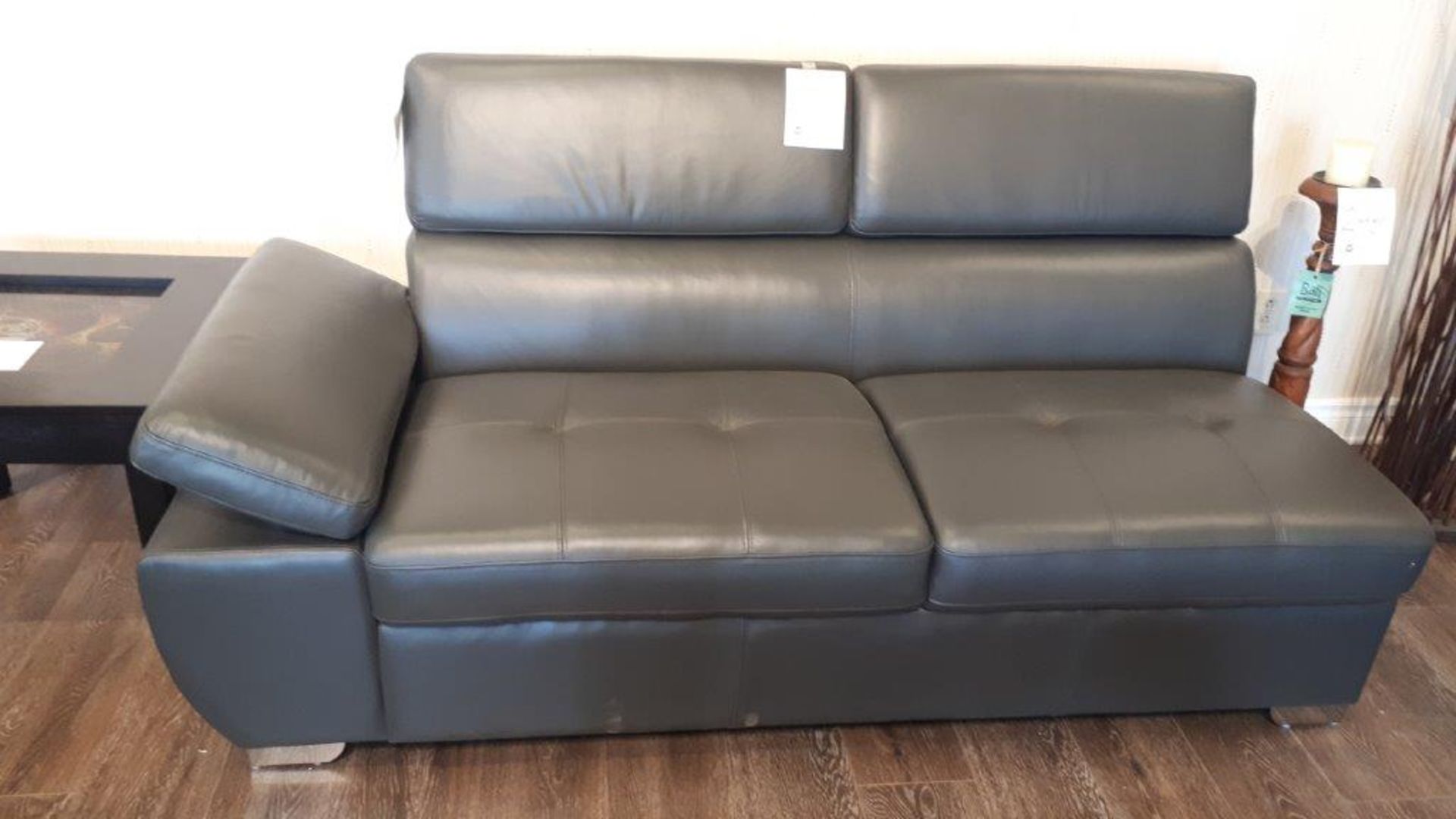 Rodi partial leather sectional, grey, showroom demo