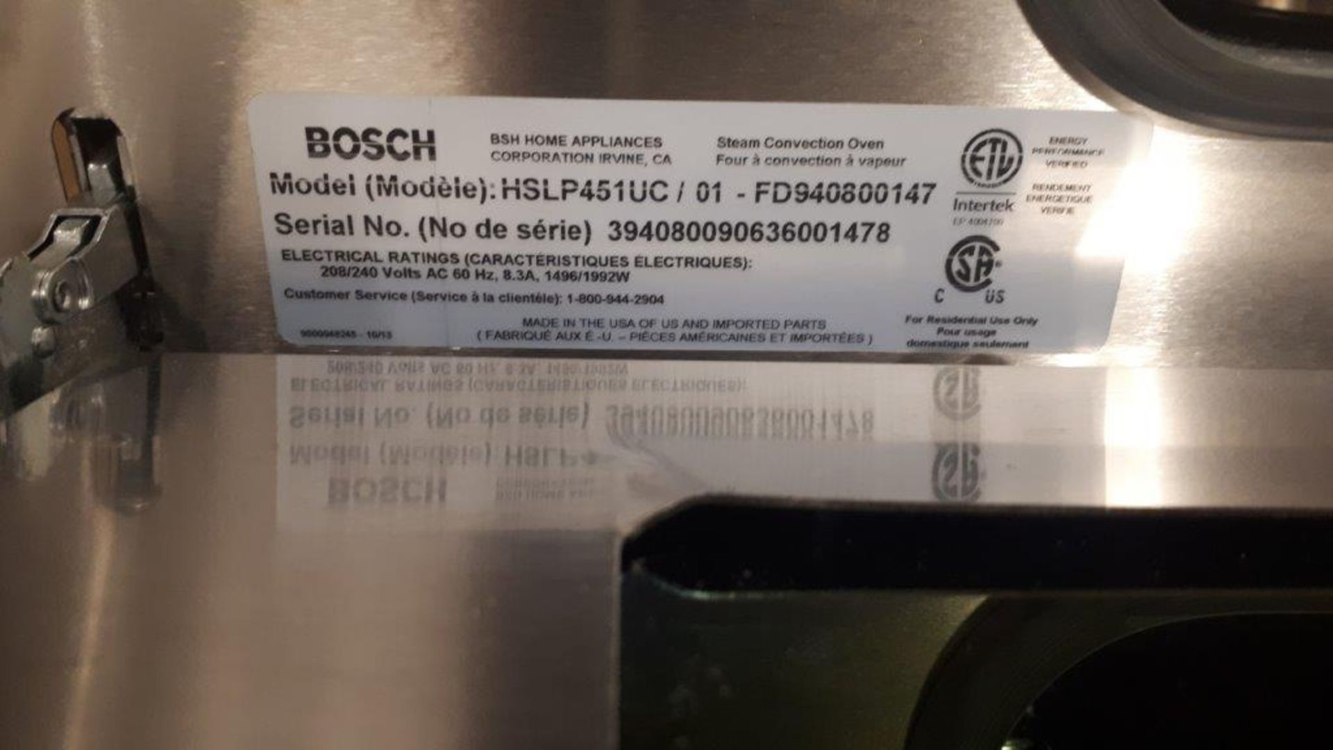 Bosch HSLP451UC 30” stainless steel wall steam convection oven - Image 4 of 4