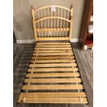 Single bed frame, headboard, footboard & slats (Lot)
