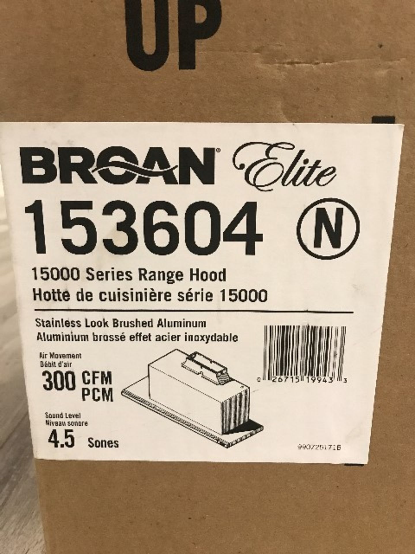 Broan Elite 153604 36” slide out ventilation range hood