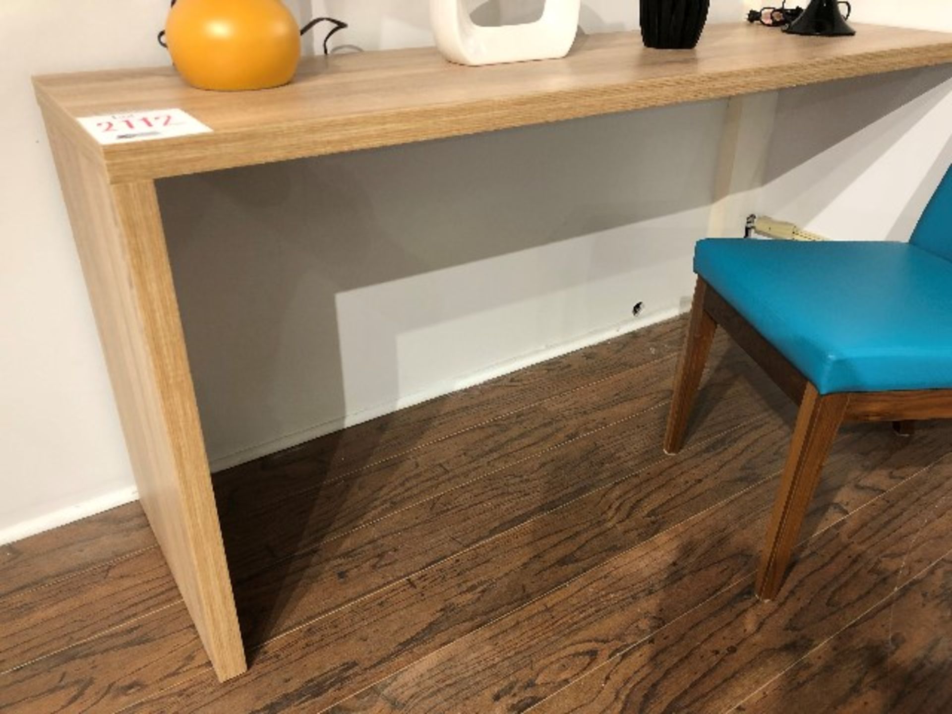 Wall table w/wall bracket, 57”x19”x30”, showroom demo