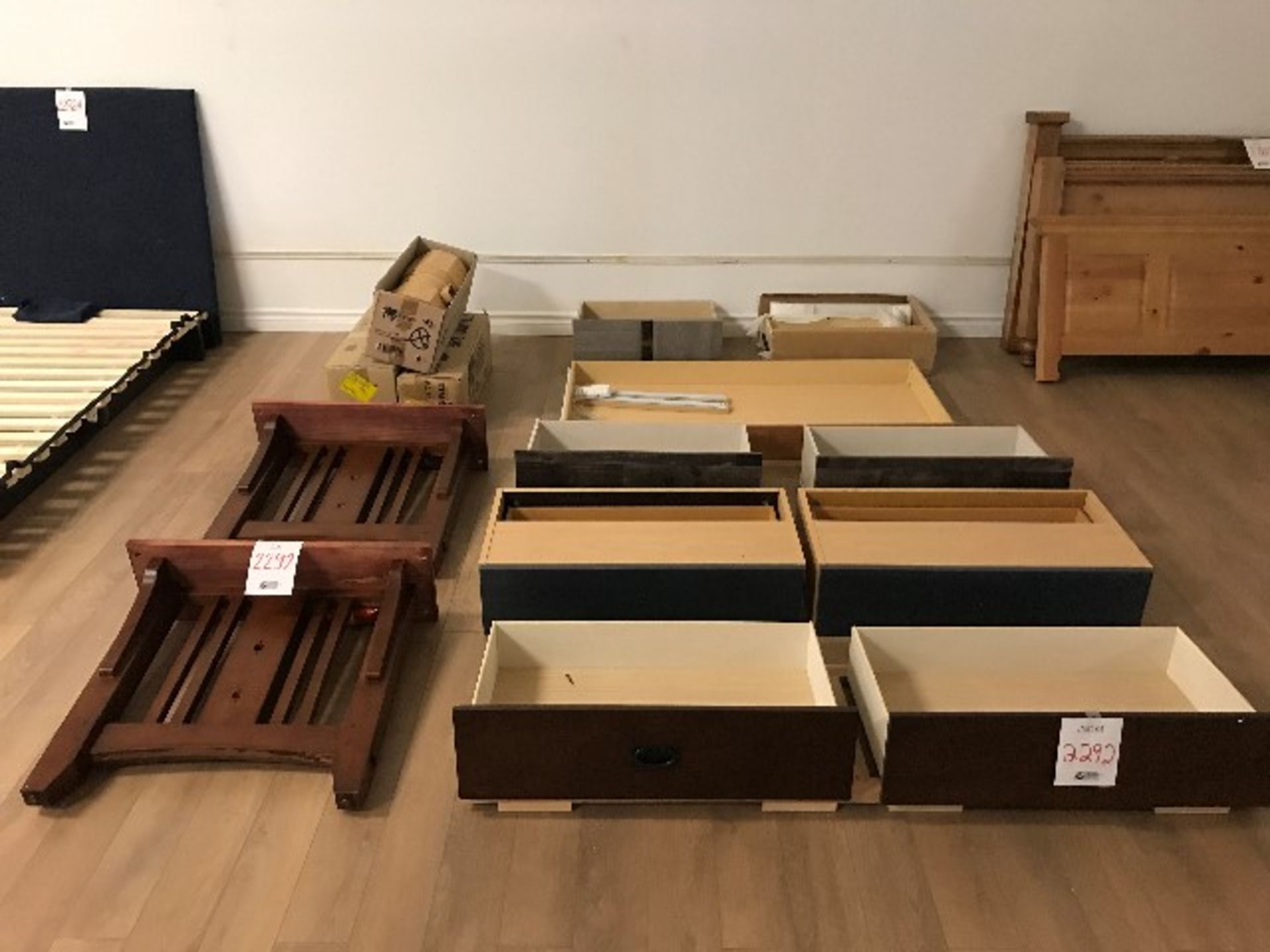Assorted Drawers, table bases, etc. (Lot) (Warehouse overstock/parts as is/telquel)