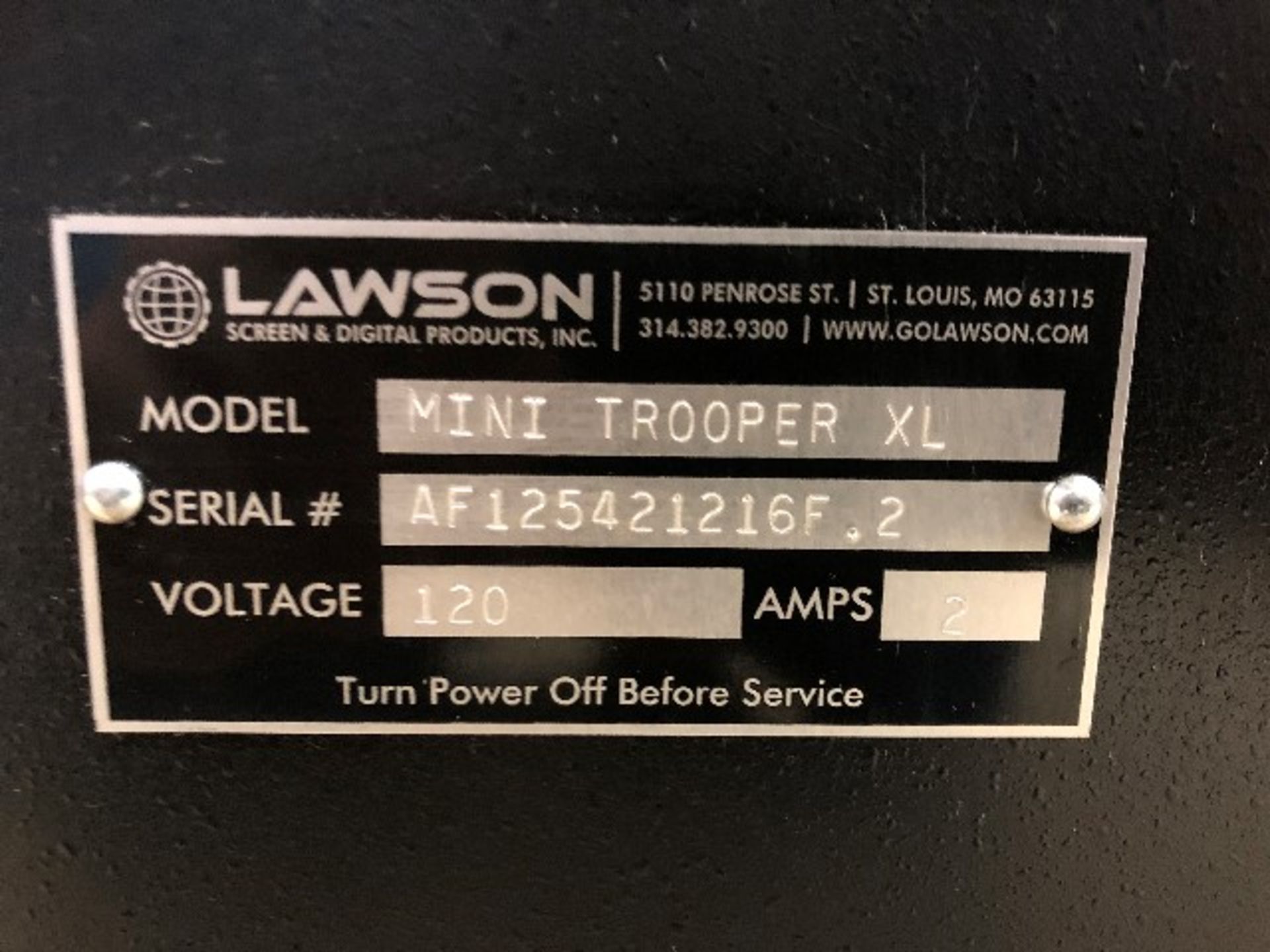 LAWSON Mini Trooper XL #AF125421216F.2 digital screen press,120V, 2A - Image 8 of 10