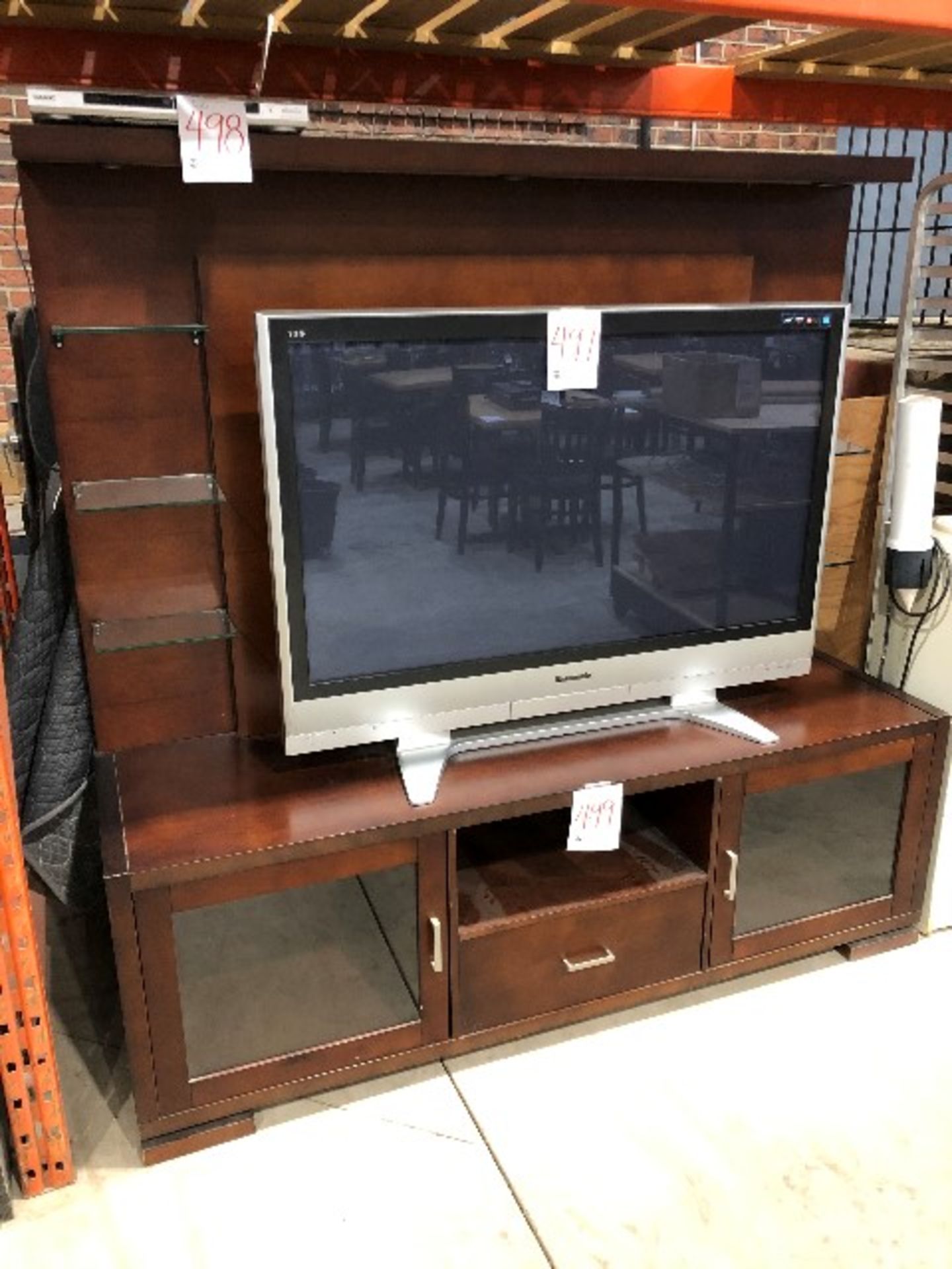 Home entertainment wall unit w/lighting, approx. 70”x21”x69”