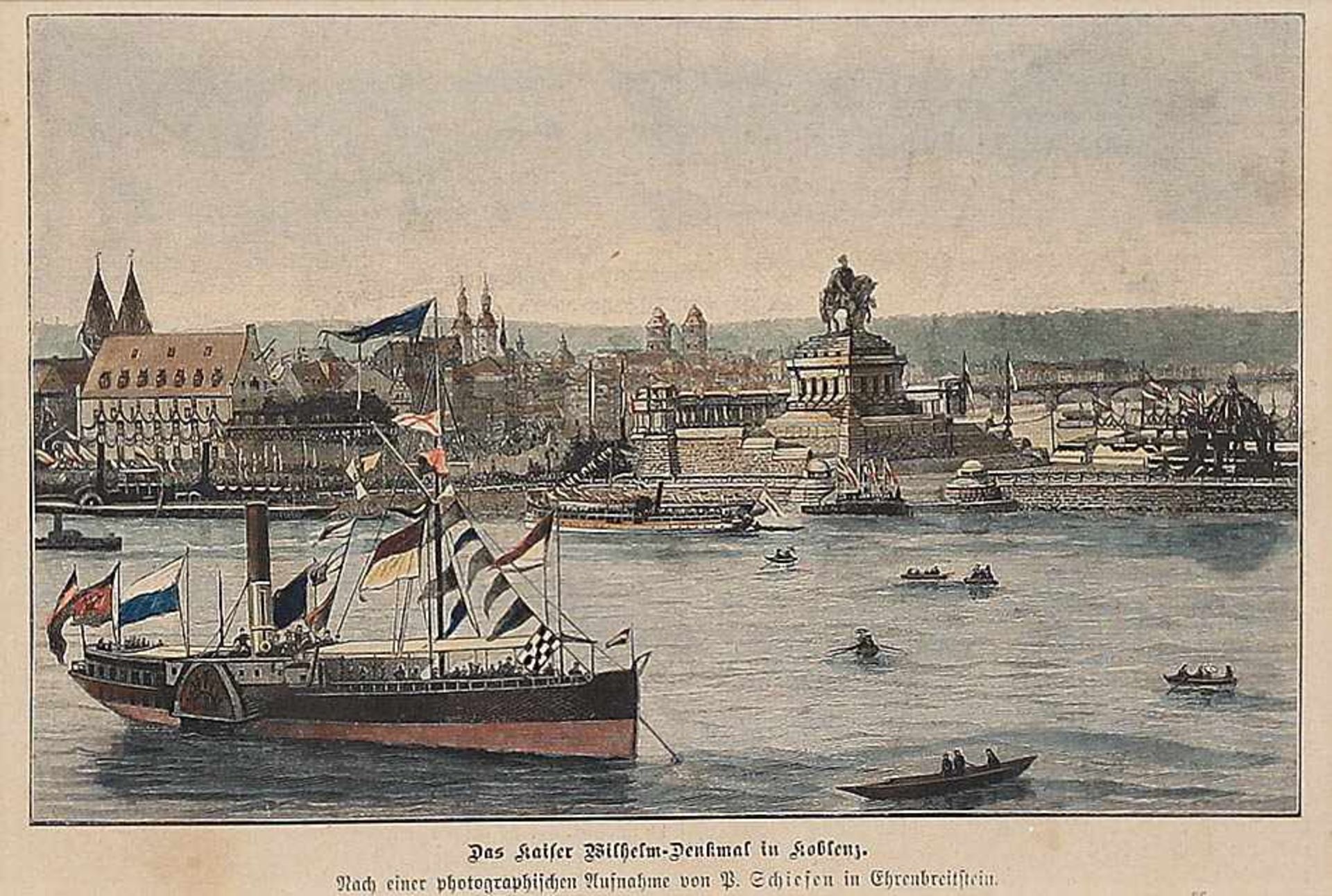 Konvolut5 Stahlstiche, 1 col. Holzstich. 19. Jh. und um 1900.Verschiedene Koblenz-Ansichten, Ansicht