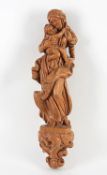 Anonymer Holzbildhauer20. Jh..Madonna mit Kind.Nussholz geschnitzt, verso abgeflacht. H 65,7 cm.€