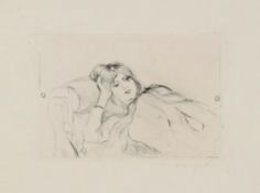 Morisot, Berthe1841 Bourges - 1895 Paris; franz. Malerin und Grafikerin. Jeune femme au repos. Um