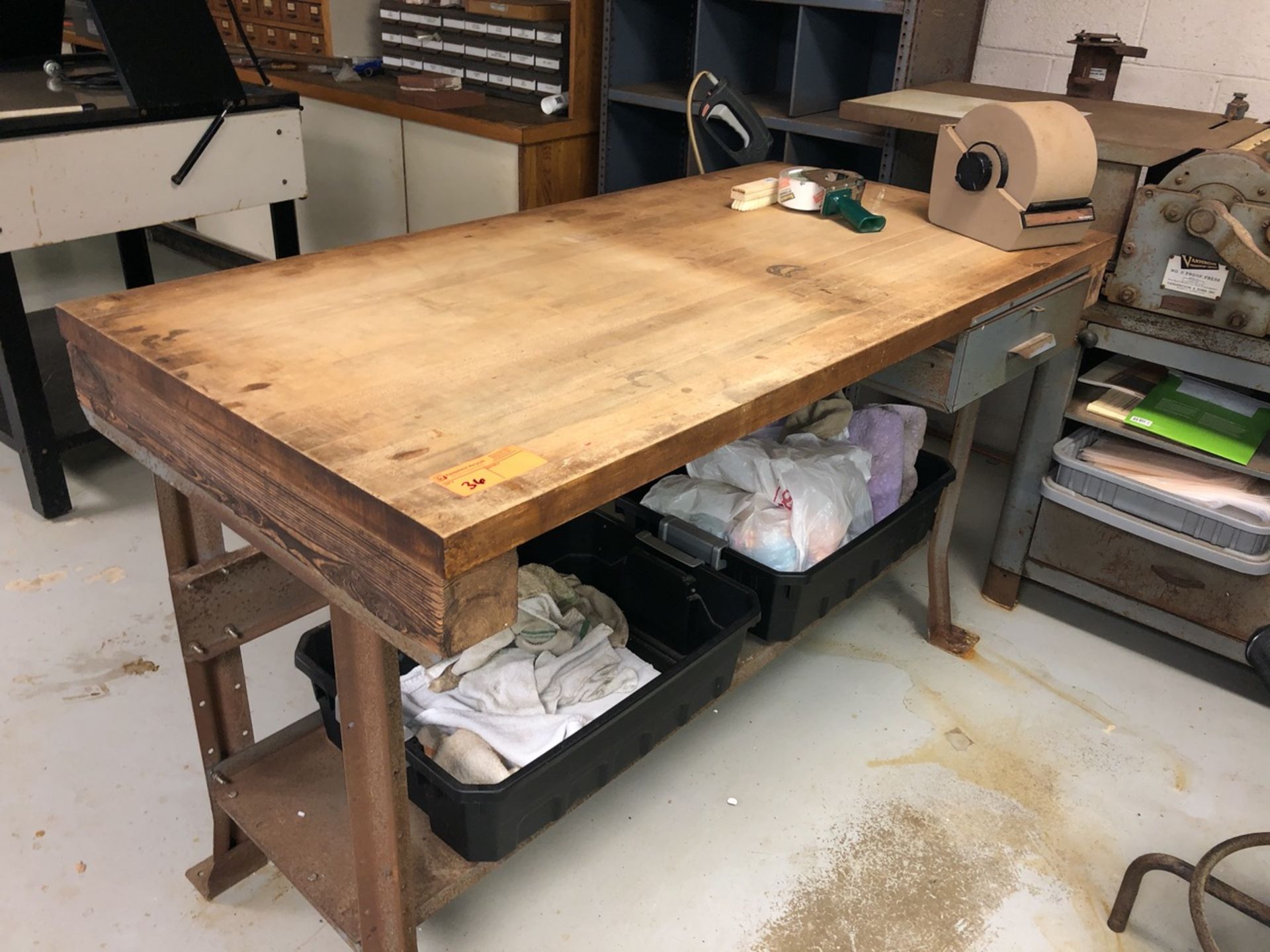 Wood Topped Work Table 36" X 60" nio contents