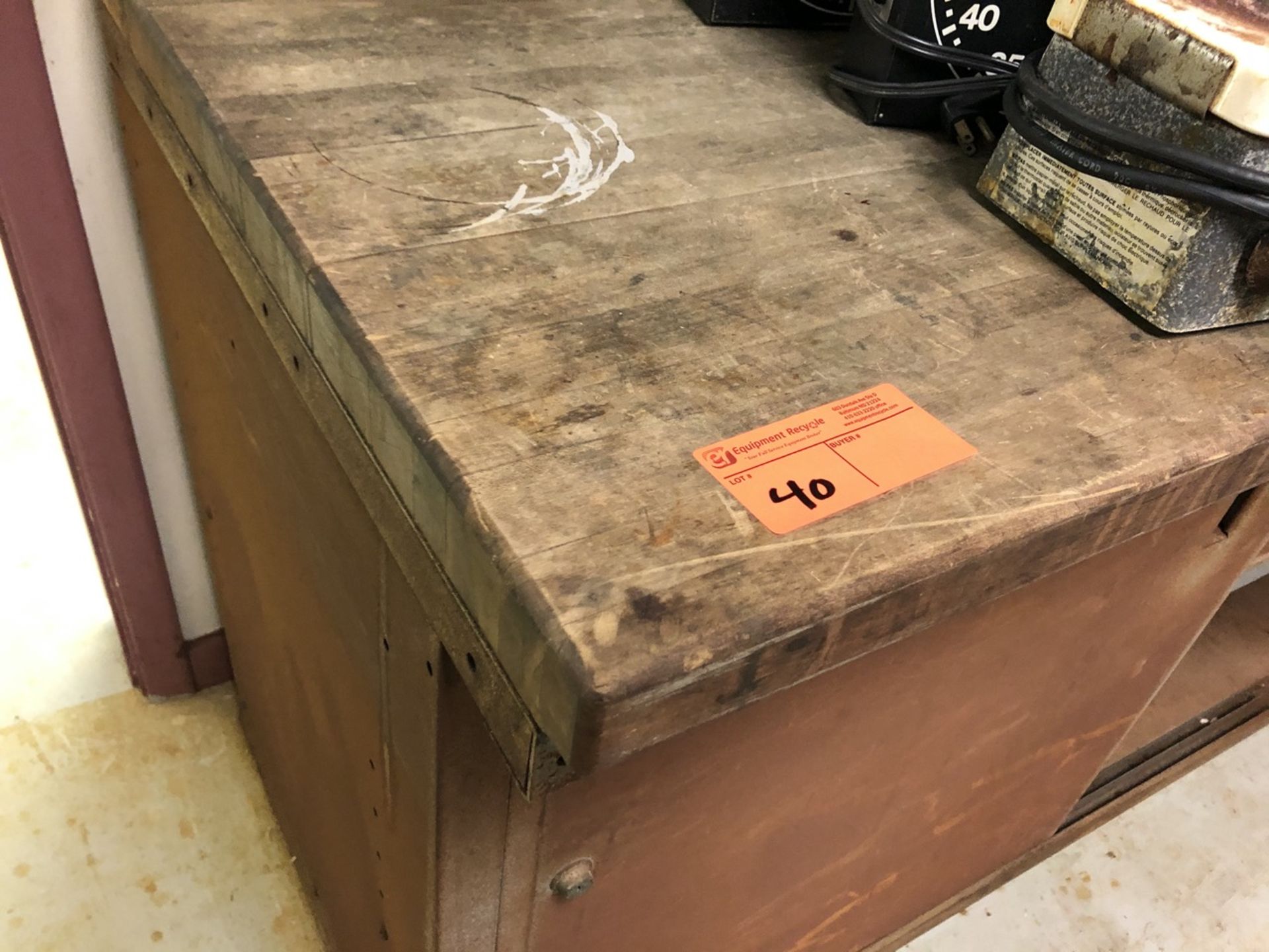 2 Wood Top Work Tables with Metal Cabinets 36"X 60" - Image 2 of 2