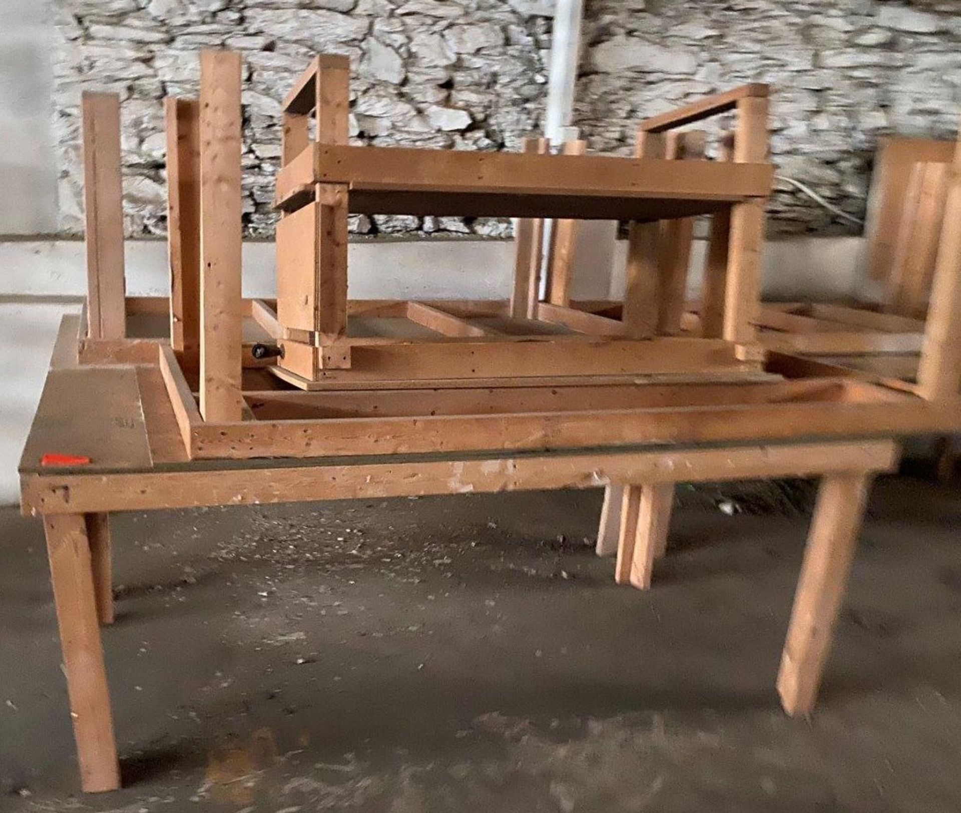 Lot of 4 Wooden Work Tables approx. 48" x 96"