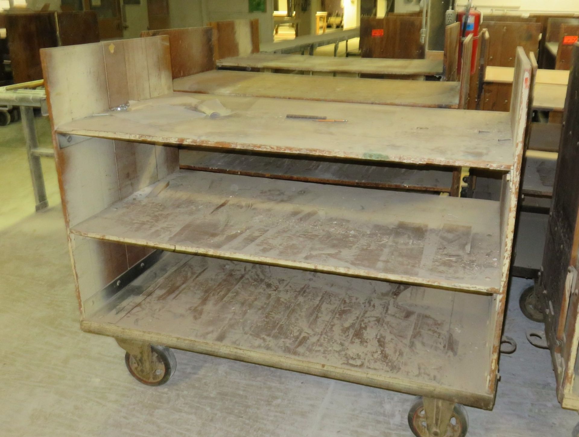 Lot of 3 Shelved Railroad Carts approx 60" x 30" x 52"