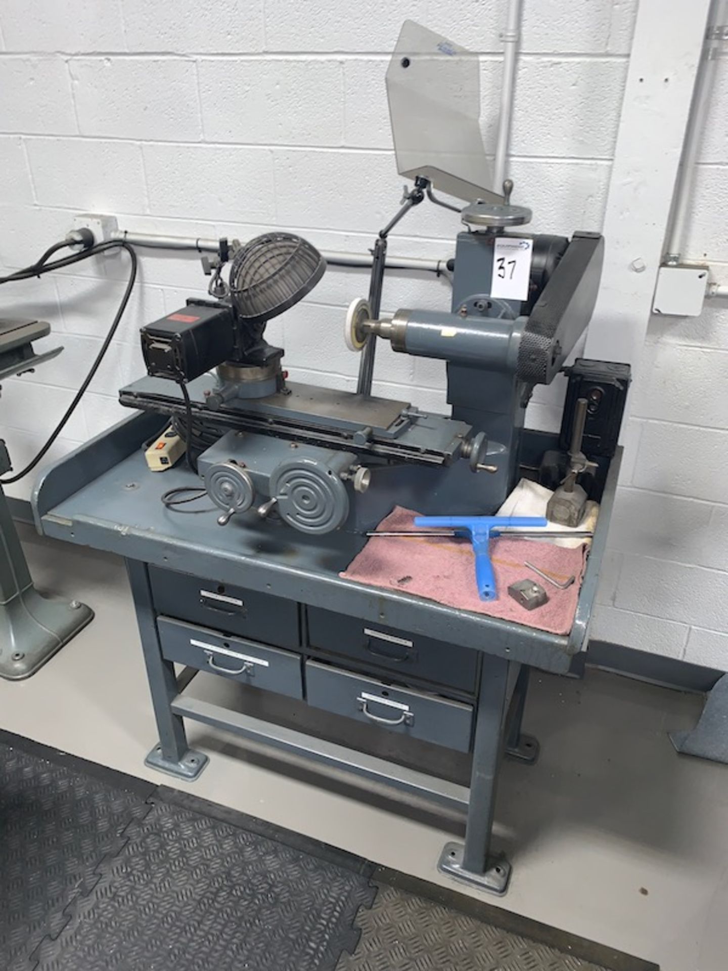 Grenby Mfg. Co. TRS1 Surface Grinder Mounted on 4-Drawer Pedastool Includes Grinding Wheels,