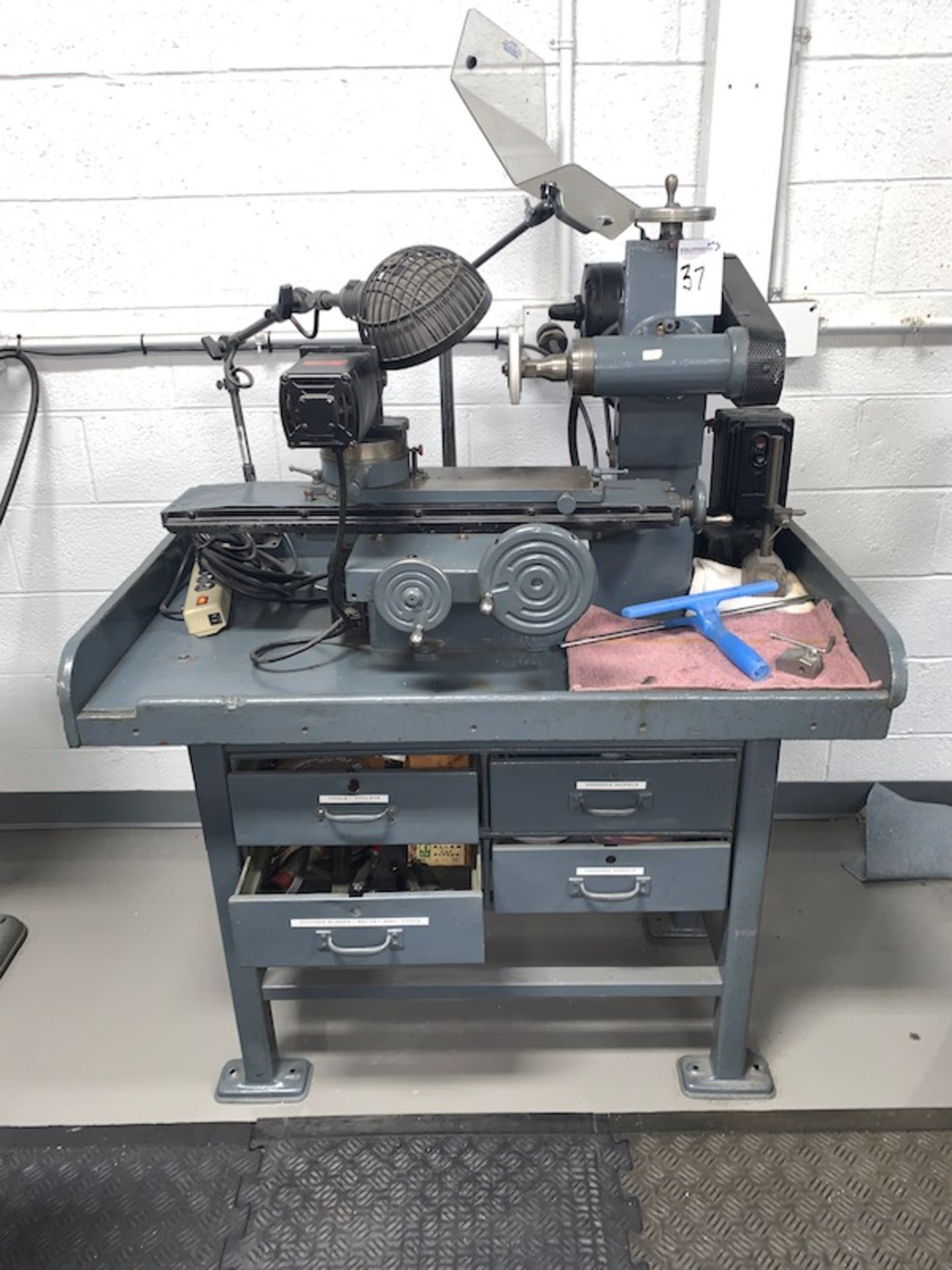 Grenby Mfg. Co. TRS1 Surface Grinder Mounted on 4-Drawer Pedastool Includes Grinding Wheels, - Image 7 of 10