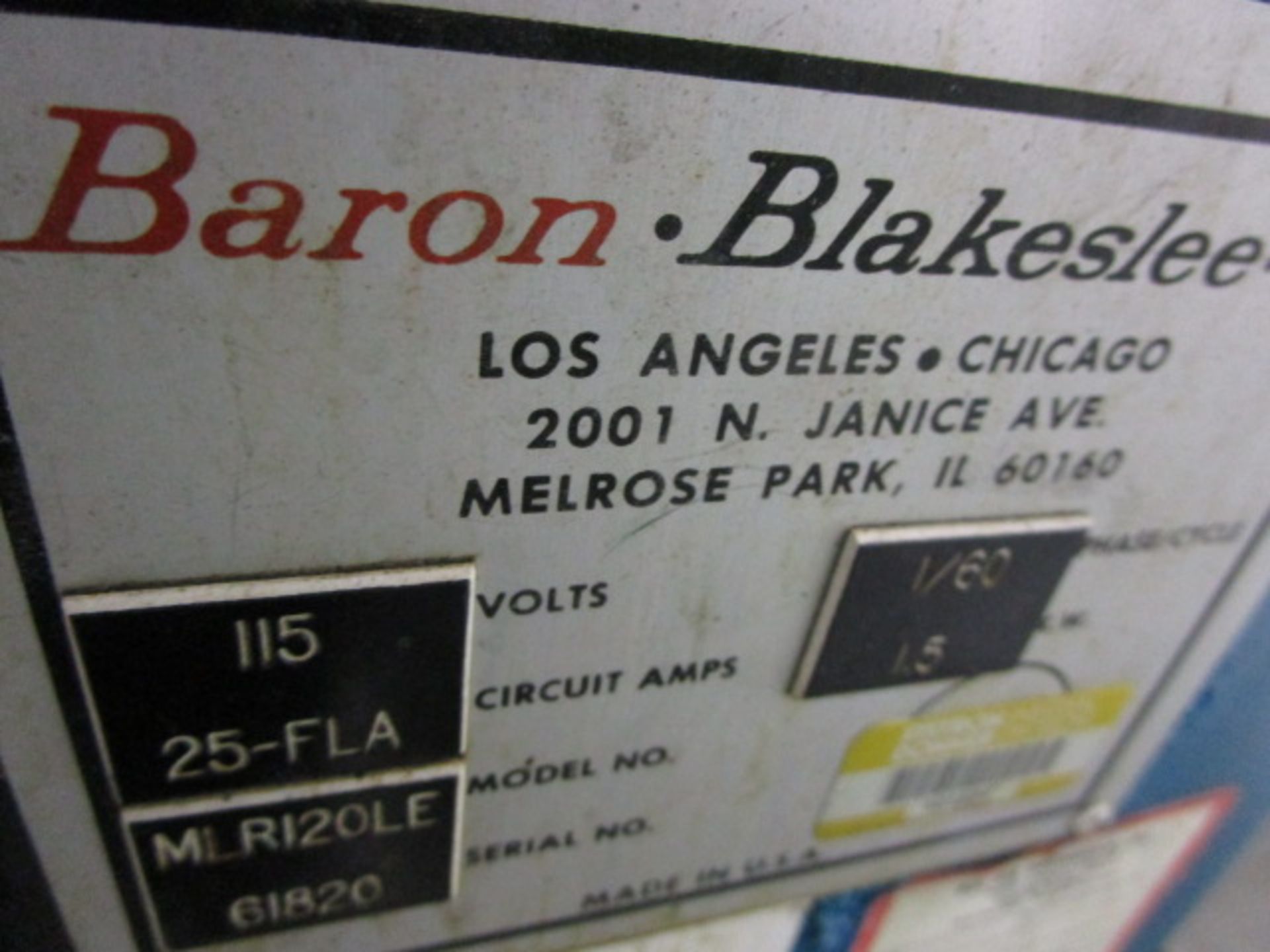 BARON BLAKESLEE MLR 120 VAPOR DEGREASER - CONCORD - Image 7 of 9