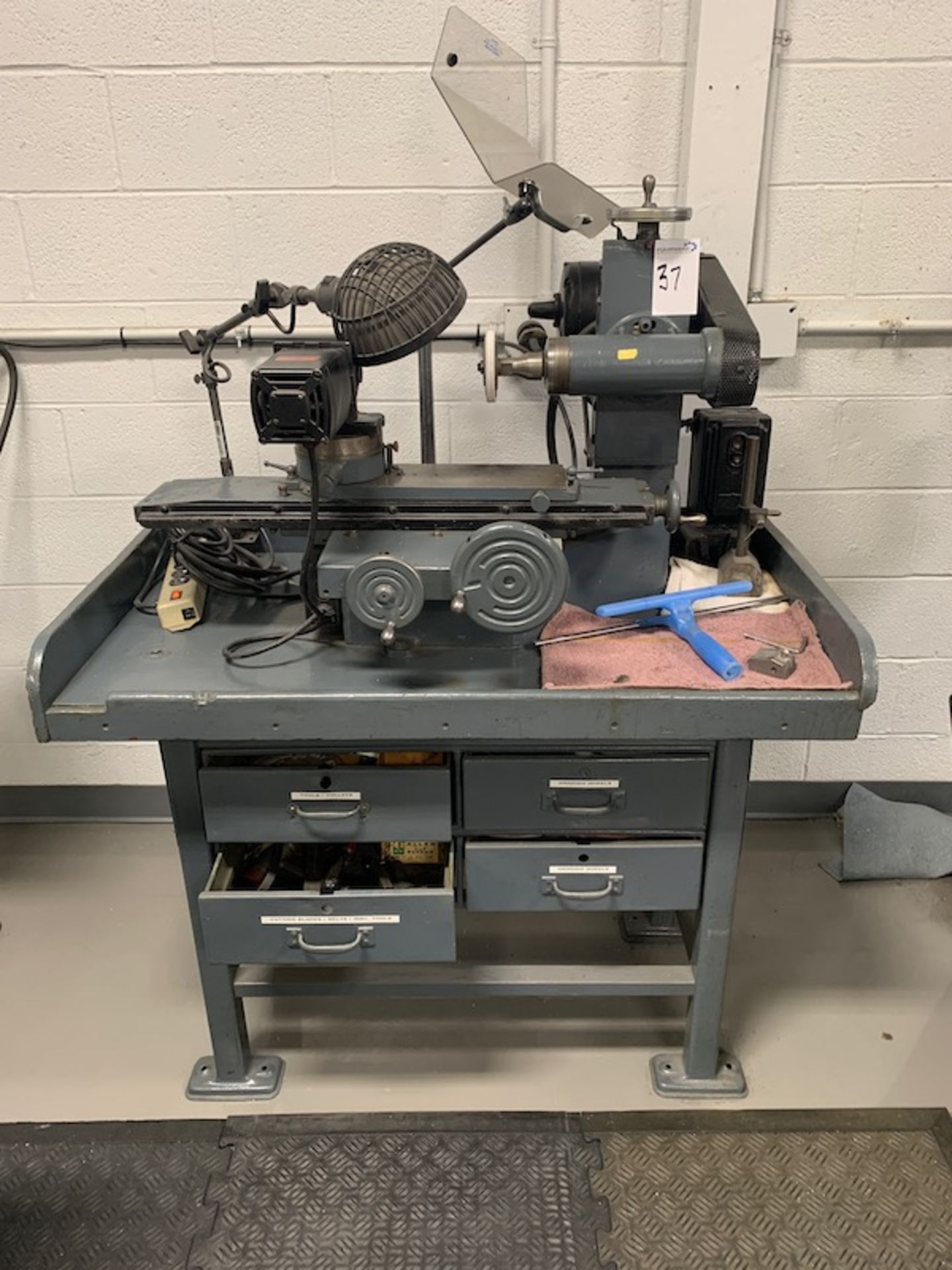 Grenby Mfg. Co. TRS1 Surface Grinder Mounted on 4-Drawer Pedastool Includes Grinding Wheels, - Image 9 of 10