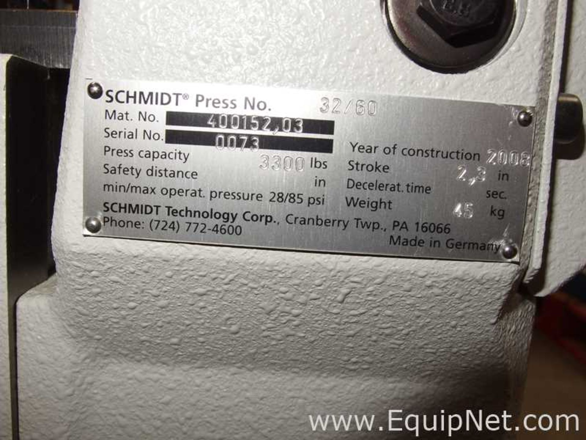 Schmidt 32-60 Pneumatic Toggle Press with PressControl 50 Integrated Two Hand Control - Image 9 of 9