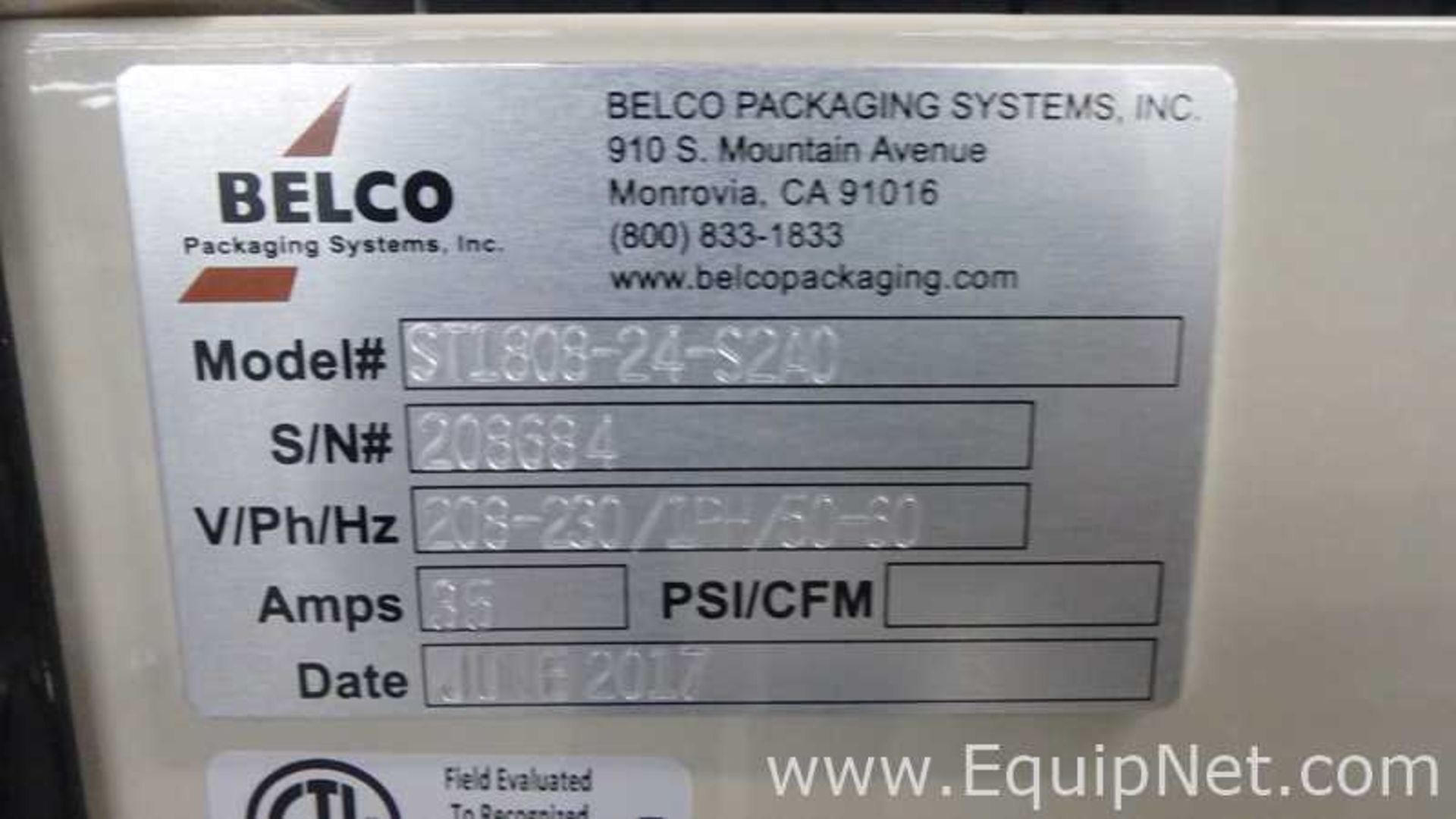 Belco Packaging Systems ST1808-24-S2A0 Shrink Tunnel System - Image 13 of 13