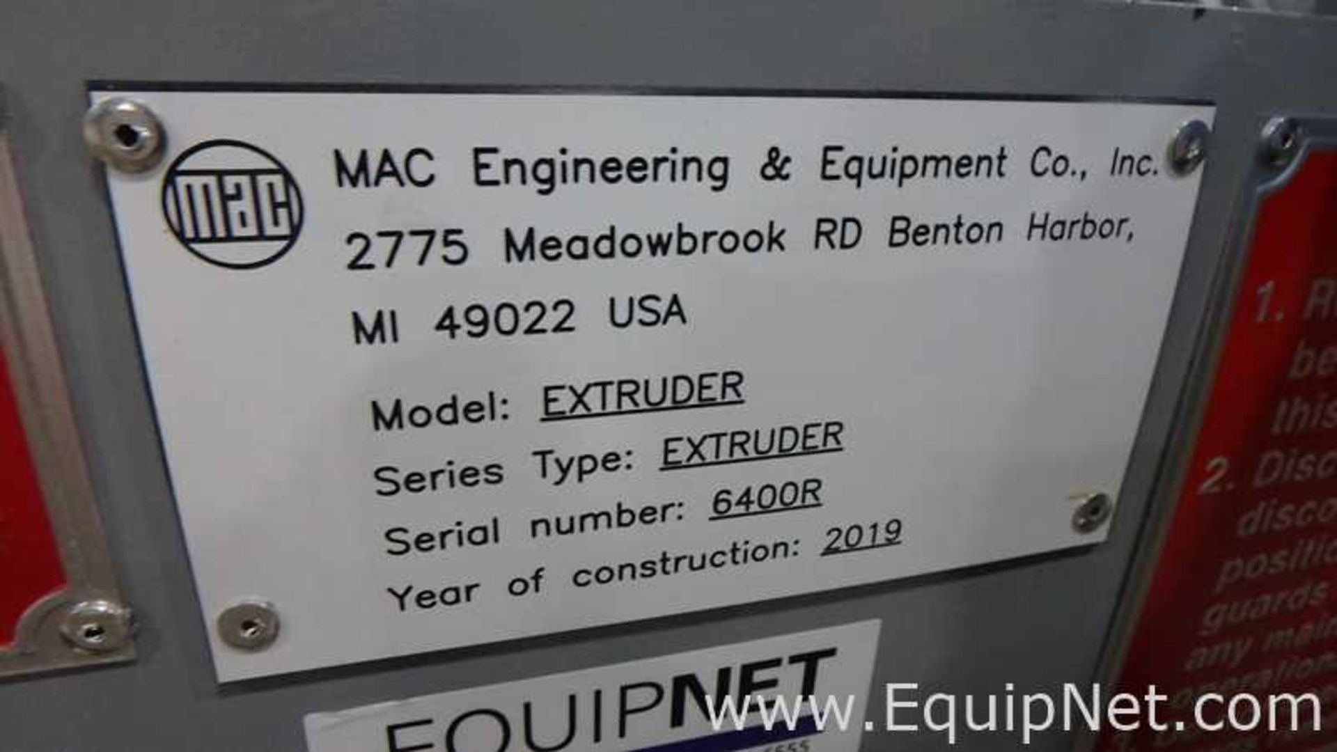 Unused MAC Engineering and Equipment Horizontal Hydraulic Piston Extruder - Image 10 of 16