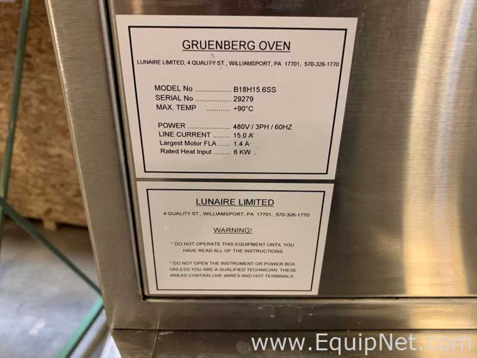 Gruenberg B18H15.6SS Tray Drying Oven - Image 7 of 7