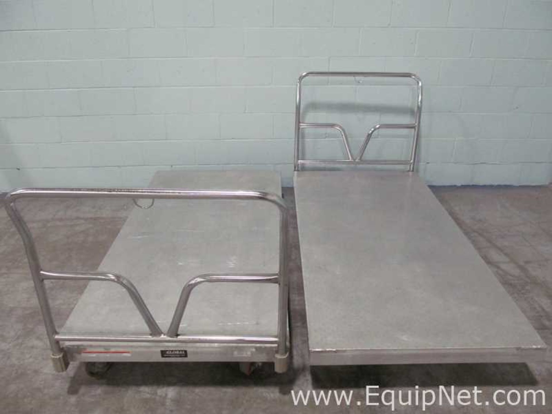 Lot Of 2 Global Industrial ASD-3672 3600 Capacity Aluminum Sheet Deck Platform Rolling Carts