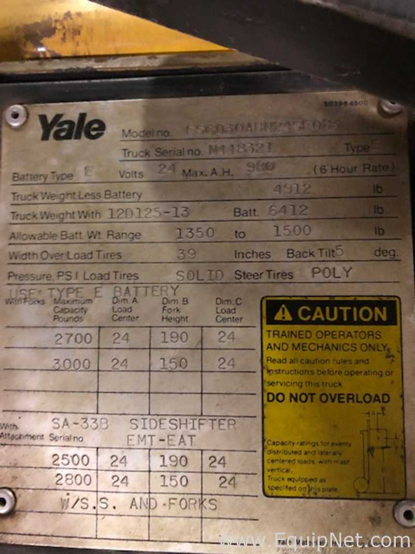 Yale ESC030AB 3,000 Pound Stand Electric Up Fork Lift - Image 2 of 2