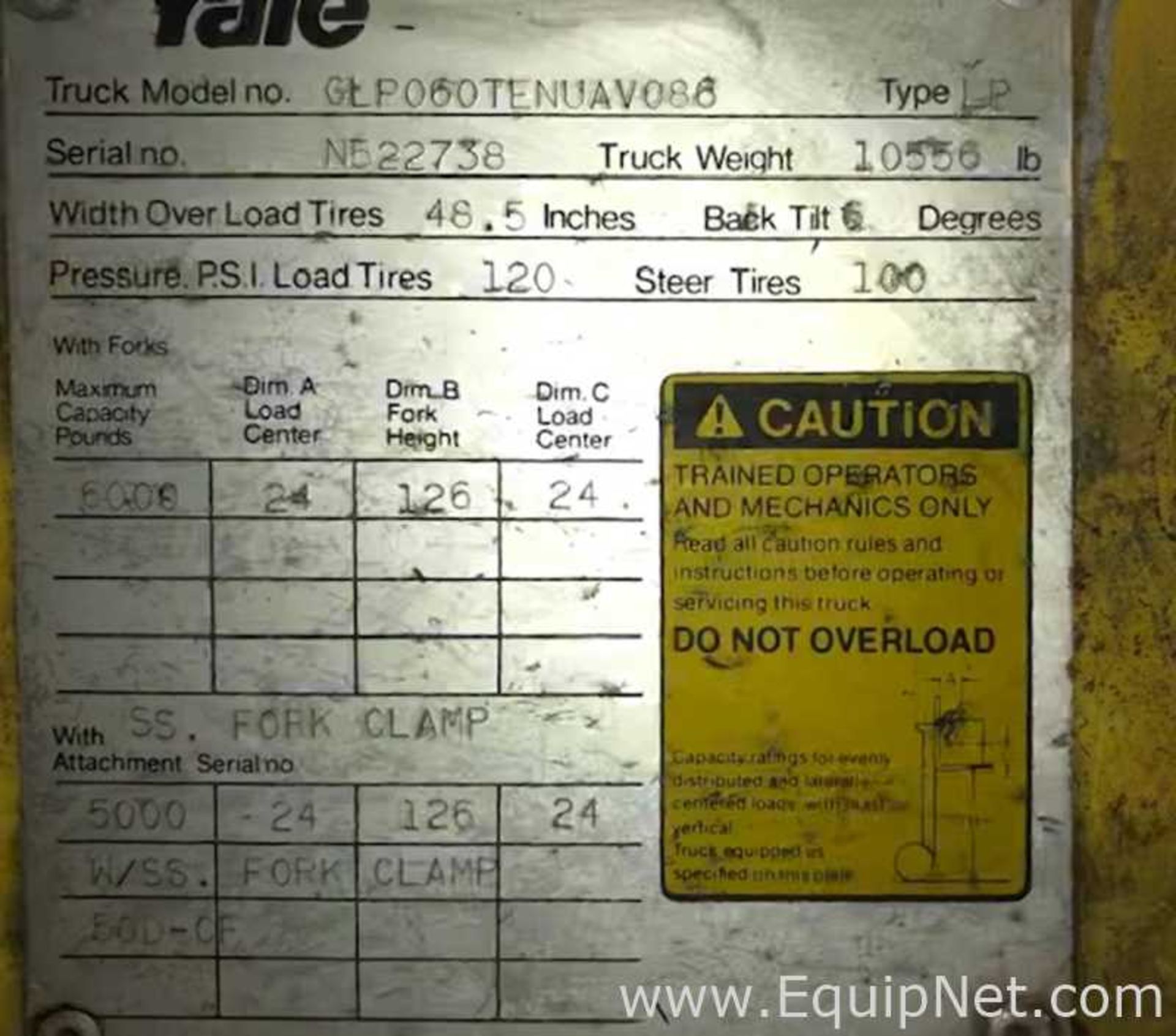 Yale GLP060 6,000 Pound LP Fork Lift - Image 2 of 2