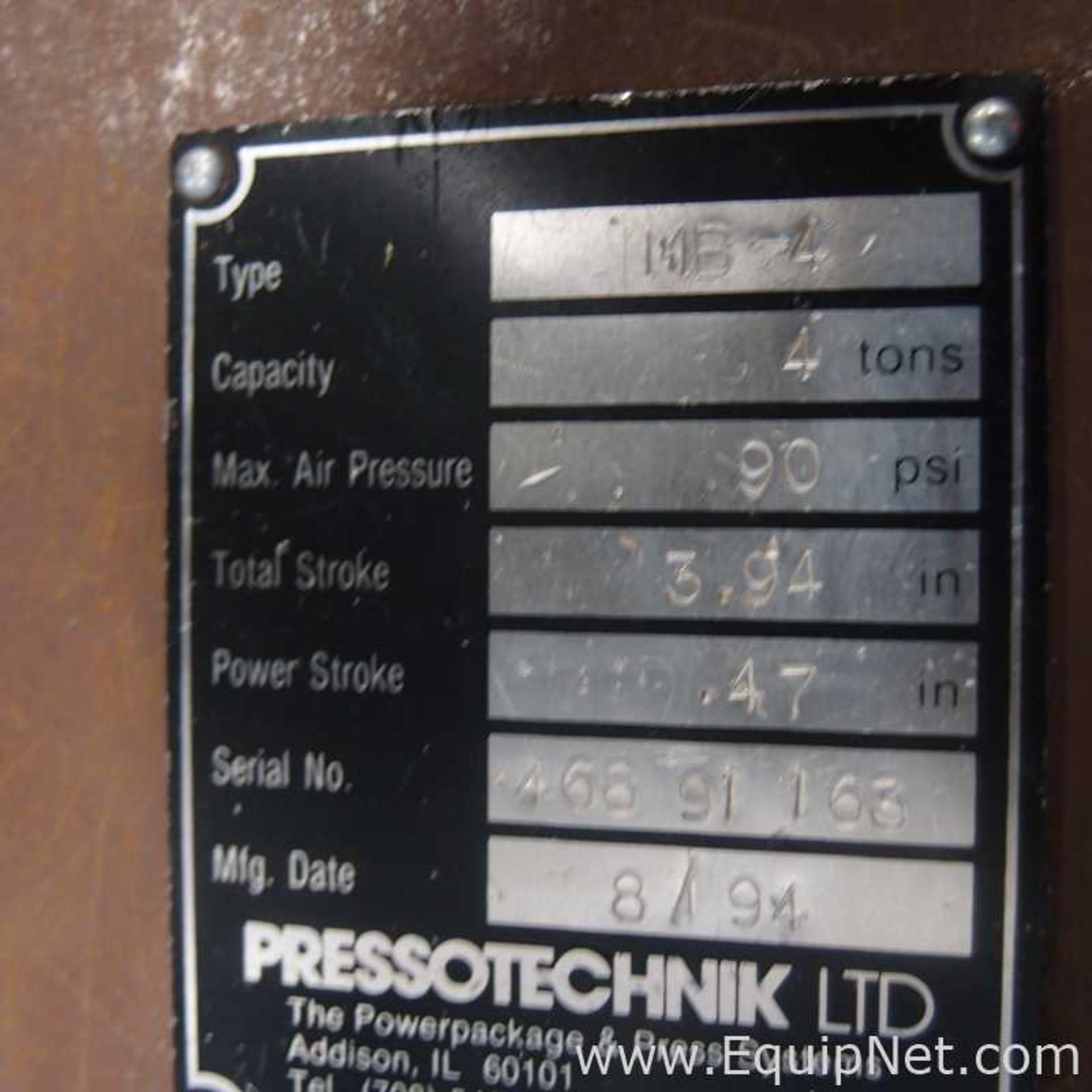 Pressotechnik LTD MB-4 Hydraulic Press - Image 10 of 12