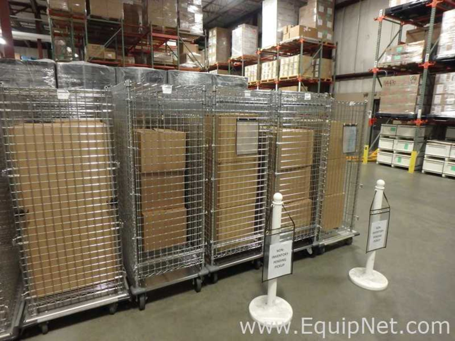 Lot of 5 Nexel and Eagle Lockable Wire Storage Cabinets On Wheels