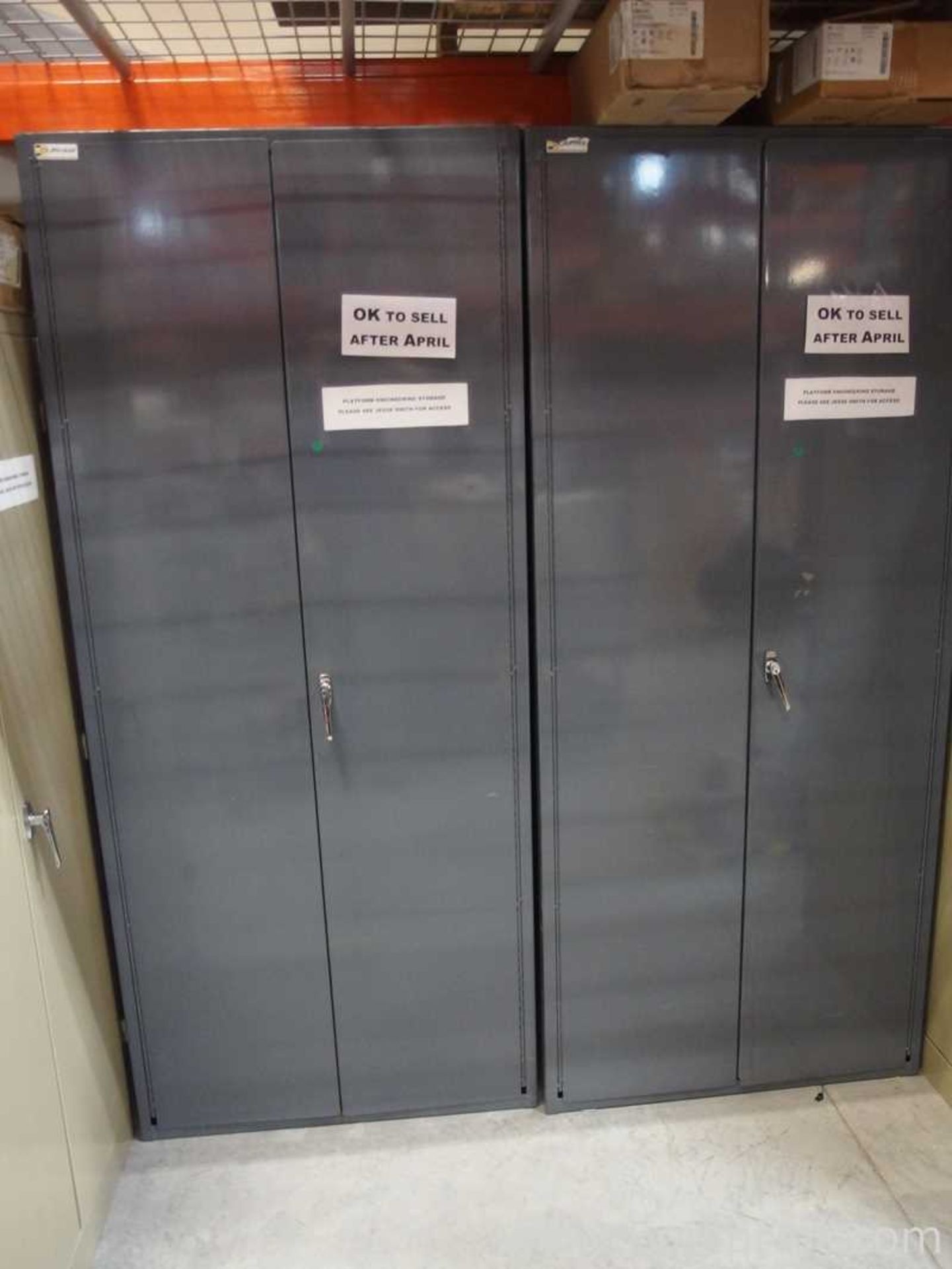 Lot of 2 Durham Double Door Metal Cabinets