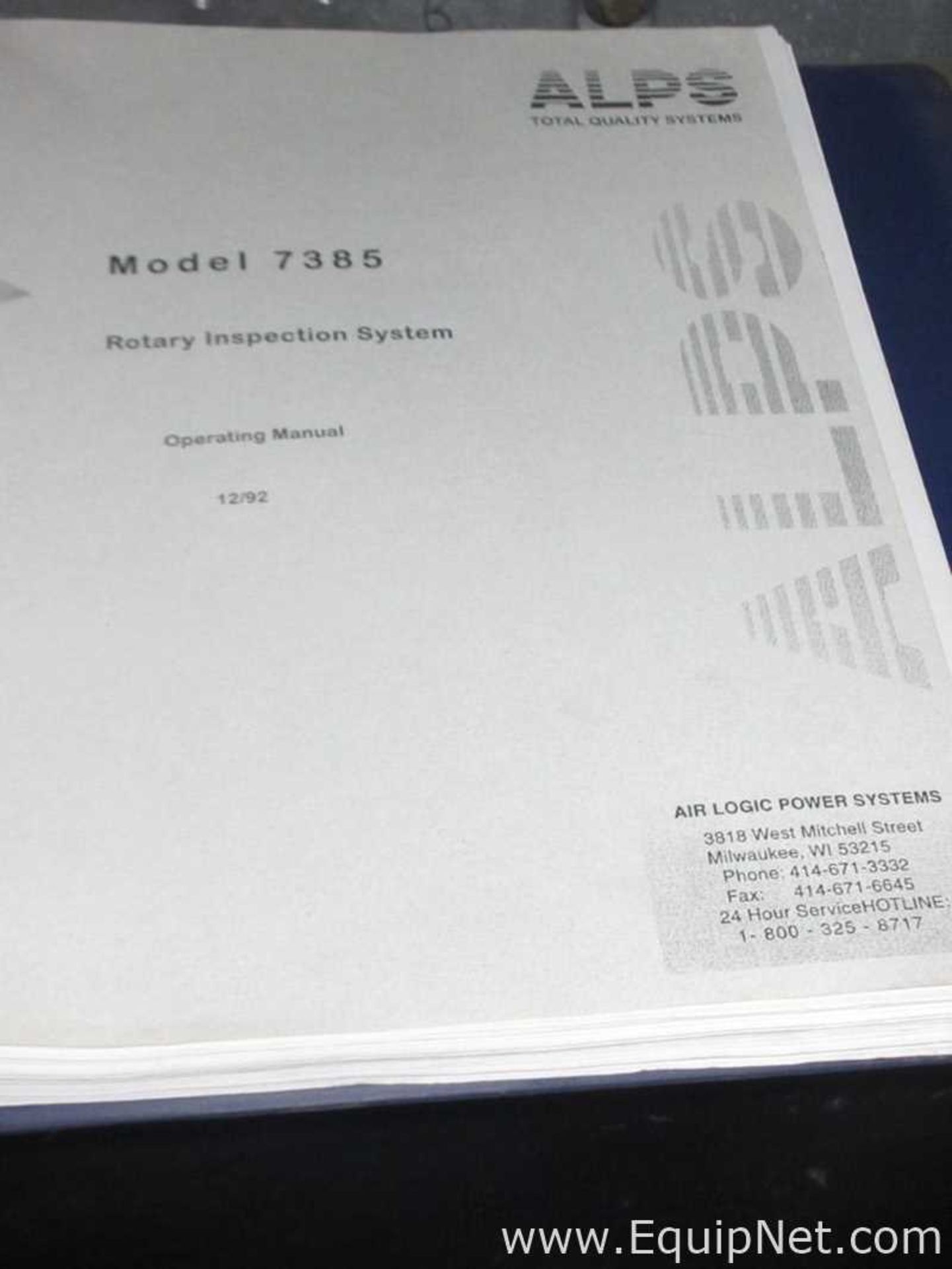 Air Logic Power Systems LLC 7385 Rotary Inspection Machine - Image 16 of 16