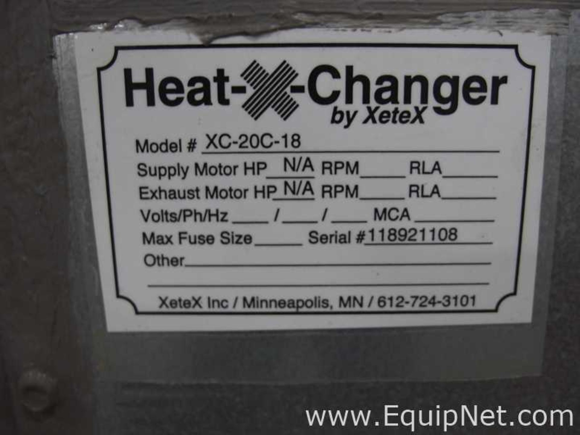 Xetex Inc XC-20C-18 Heat X-Changer - Image 9 of 9