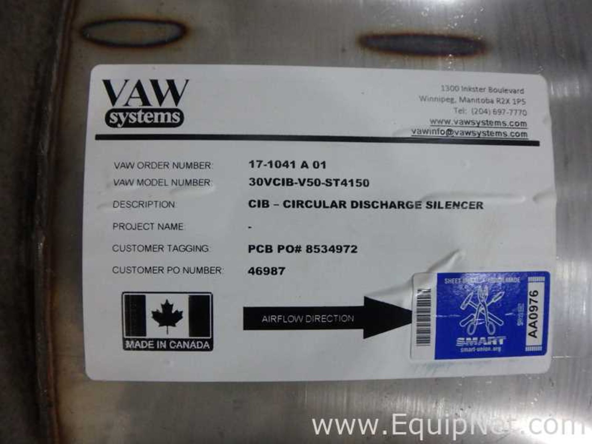 Lt Of 2 VAV 36 Inch Diameter 30VCIB-V50-ST 4150 Circular Discharge Silencers - Image 4 of 5