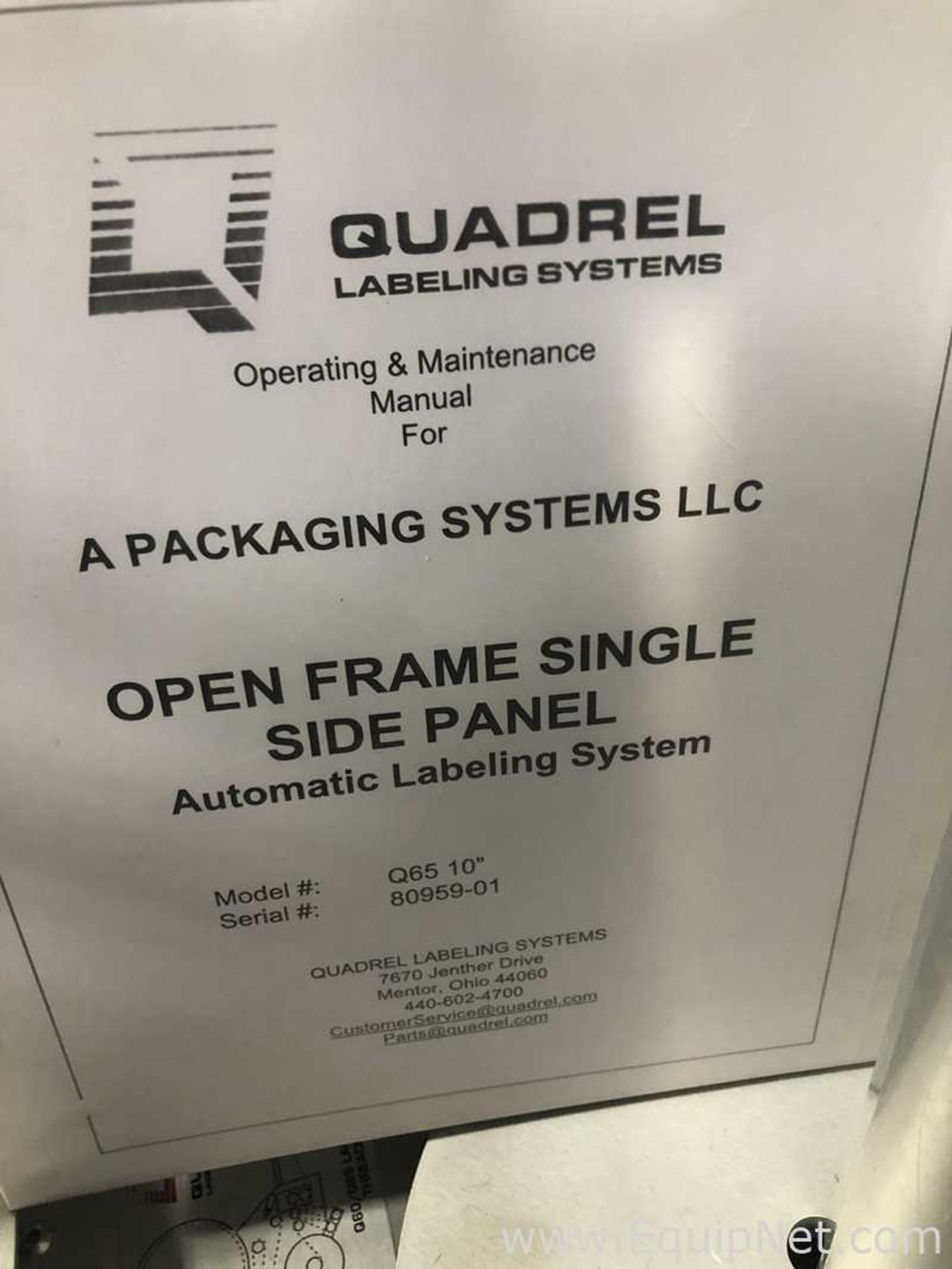 Quadrel O65 Side Panel Labeling System with Side Drive Hugger Belt System 2013 - Image 3 of 7