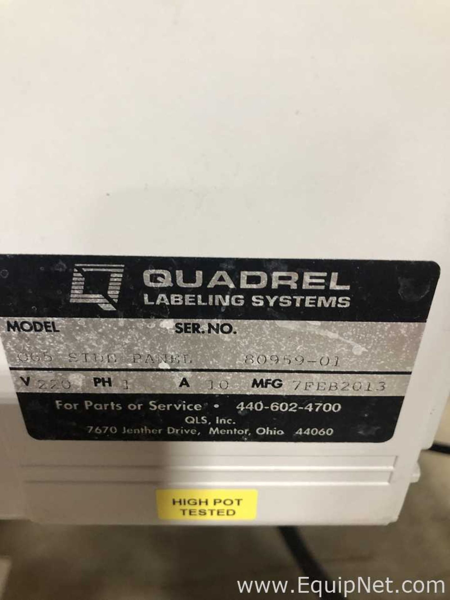 Quadrel O65 Side Panel Labeling System with Side Drive Hugger Belt System 2013 - Image 7 of 7