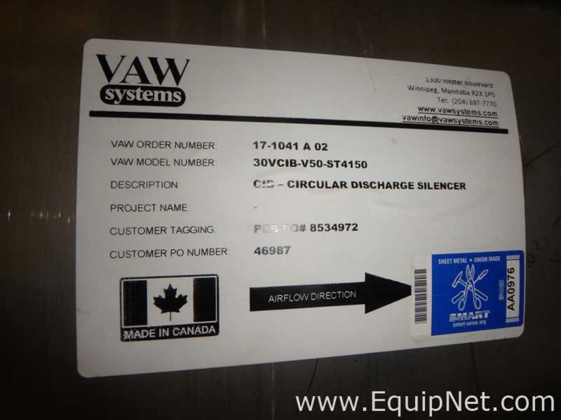 Lt Of 2 VAV 36 Inch Diameter 30VCIB-V50-ST 4150 Circular Discharge Silencers - Image 3 of 5