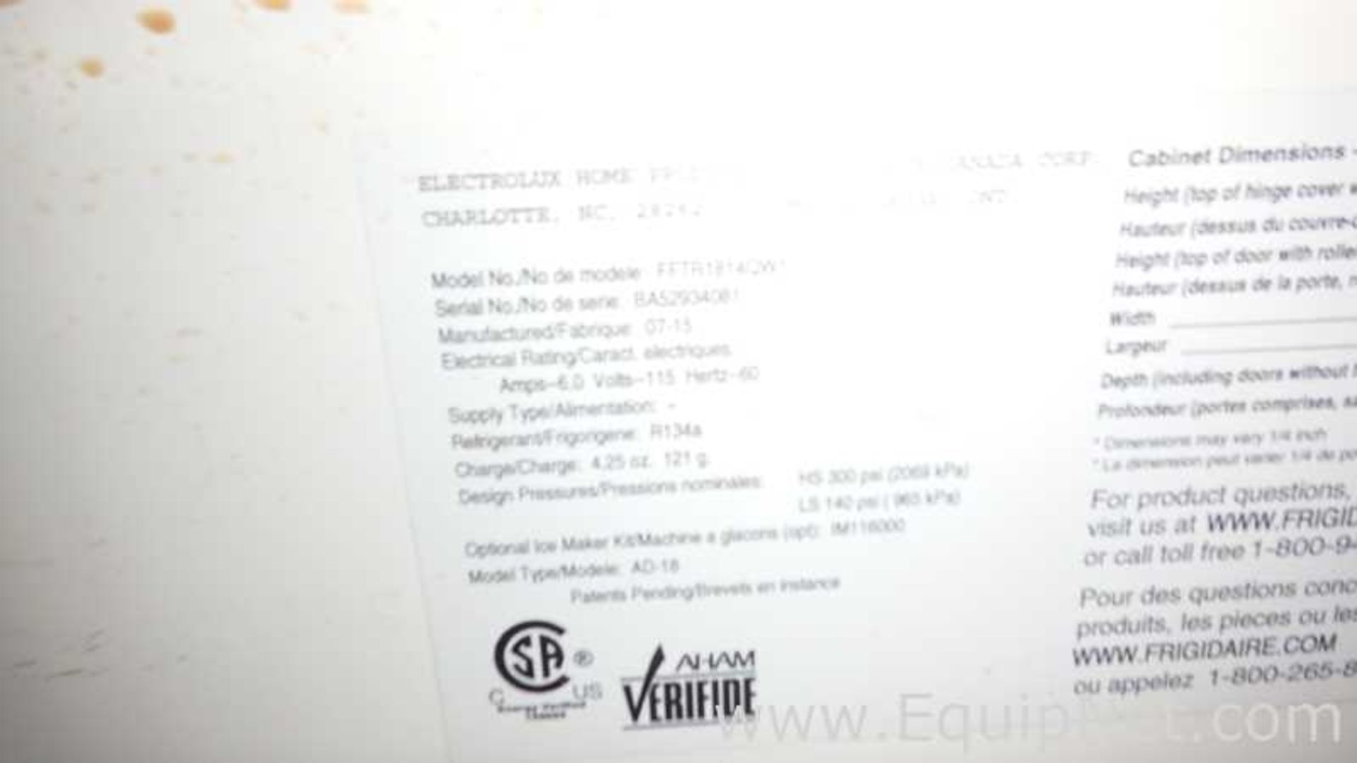 Electrolux FFTR1814QW1 Refrigerator - Image 11 of 24