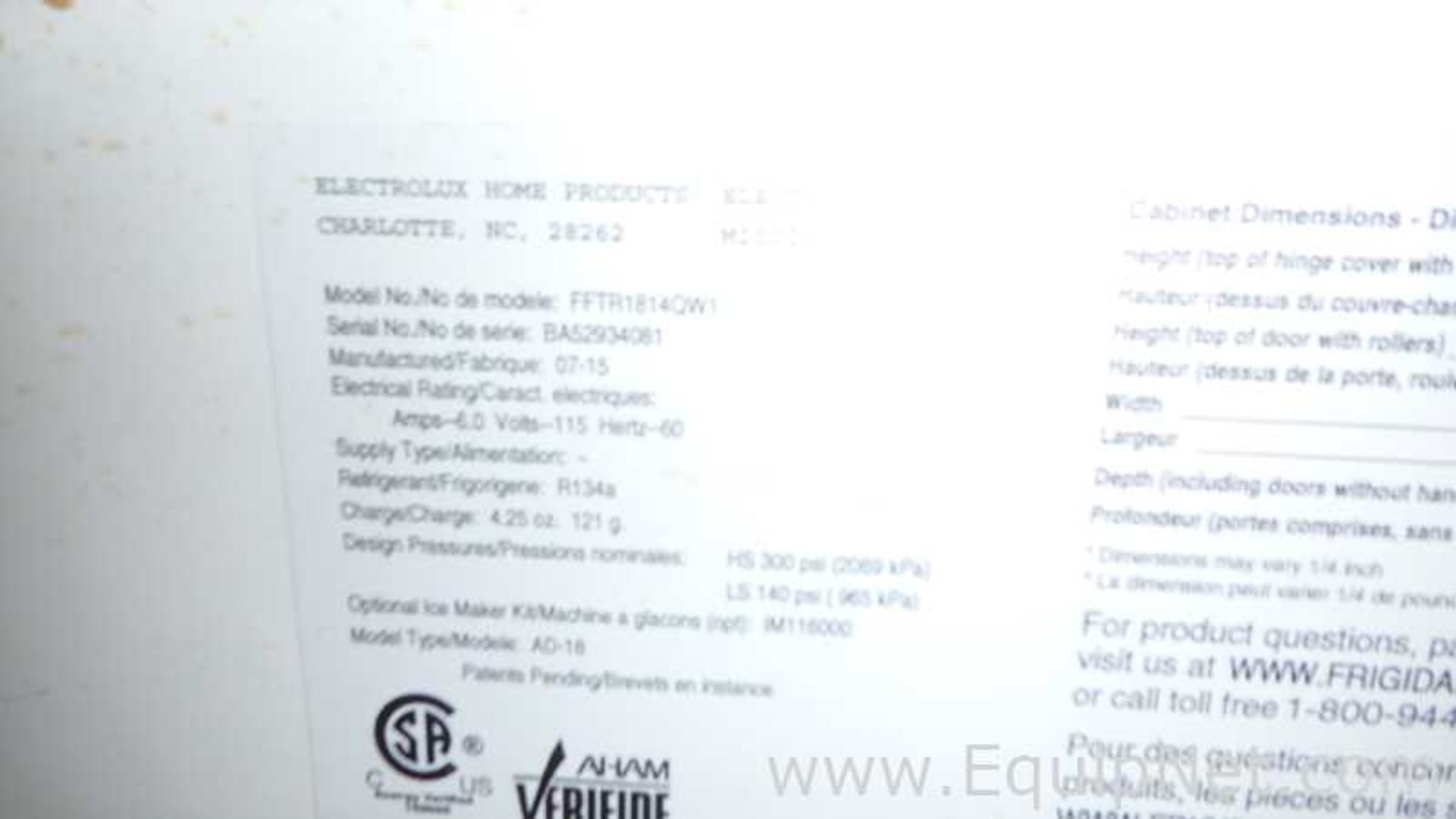 Electrolux FFTR1814QW1 Refrigerator - Image 9 of 24