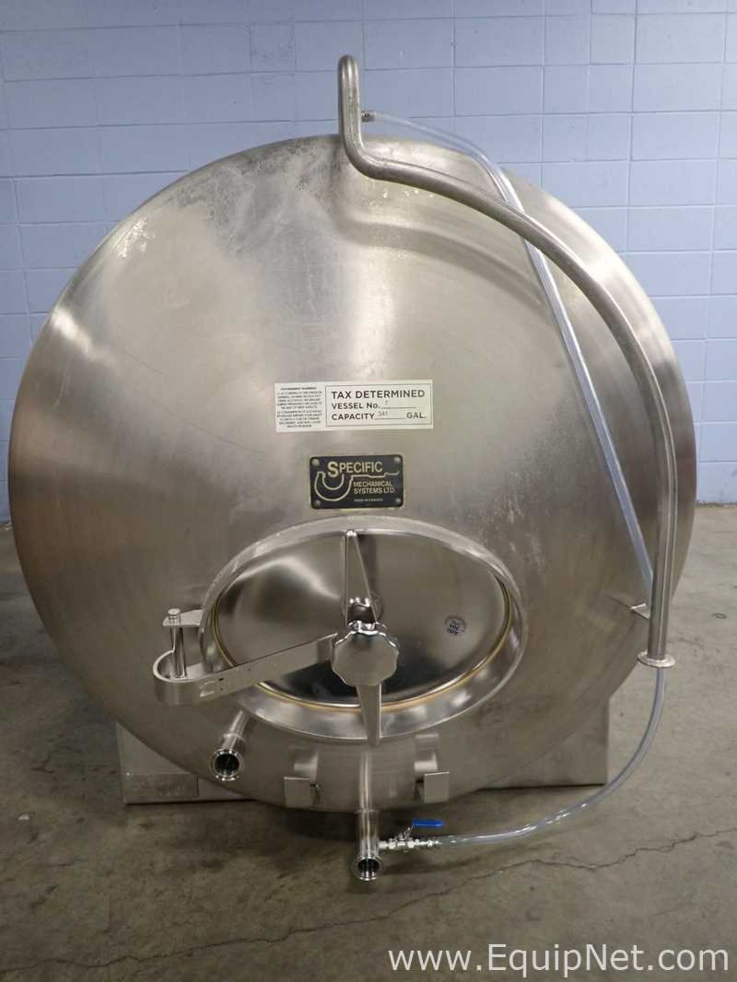 Specific Mechanical 341 Gallon Stainless Steel Brewing Tank