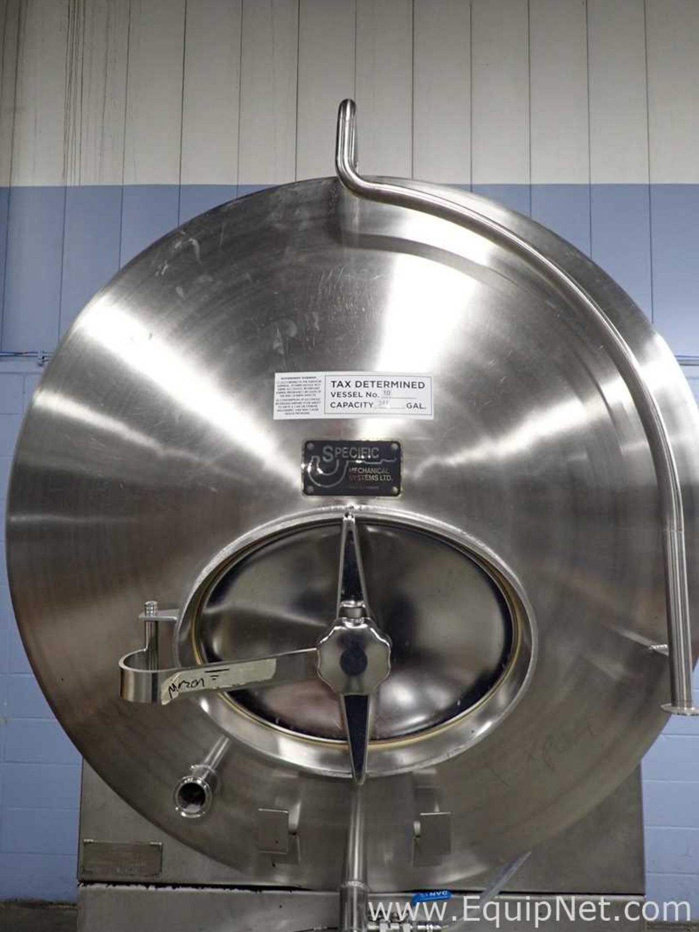 Specific Mechanical 341 Gallon Stainless Steel Brewing Tank