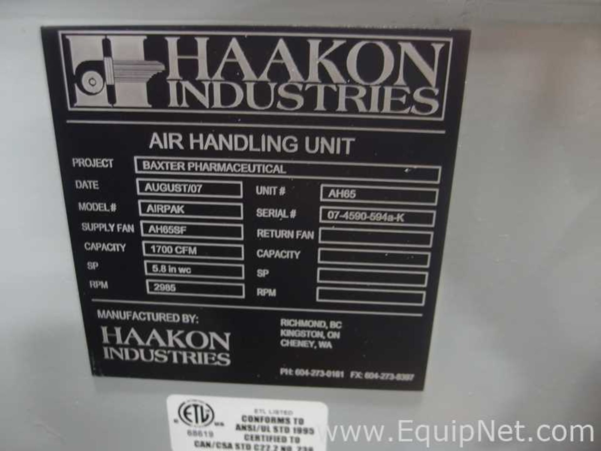 Haakon Industries AirPAK Air Handling Unit - Image 8 of 17