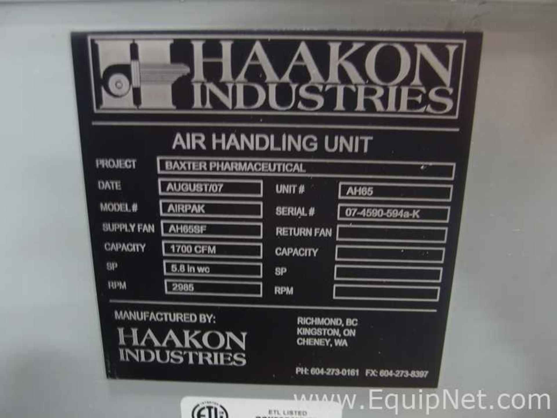 Haakon Industries AirPAK Air Handling Unit - Image 7 of 17