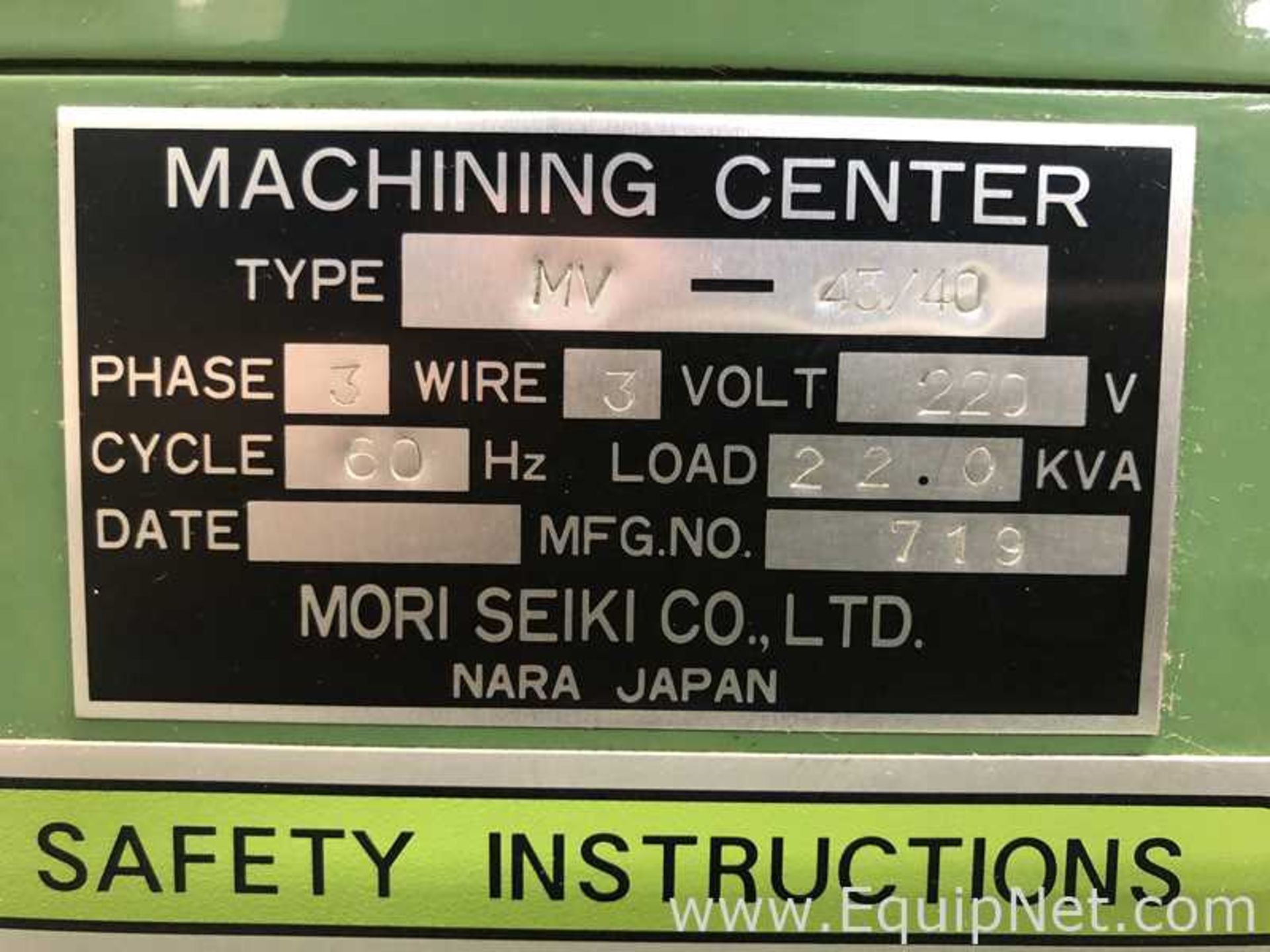 Mori Seiki Co. MV-45|40 Vertical Machining Center - Image 11 of 11